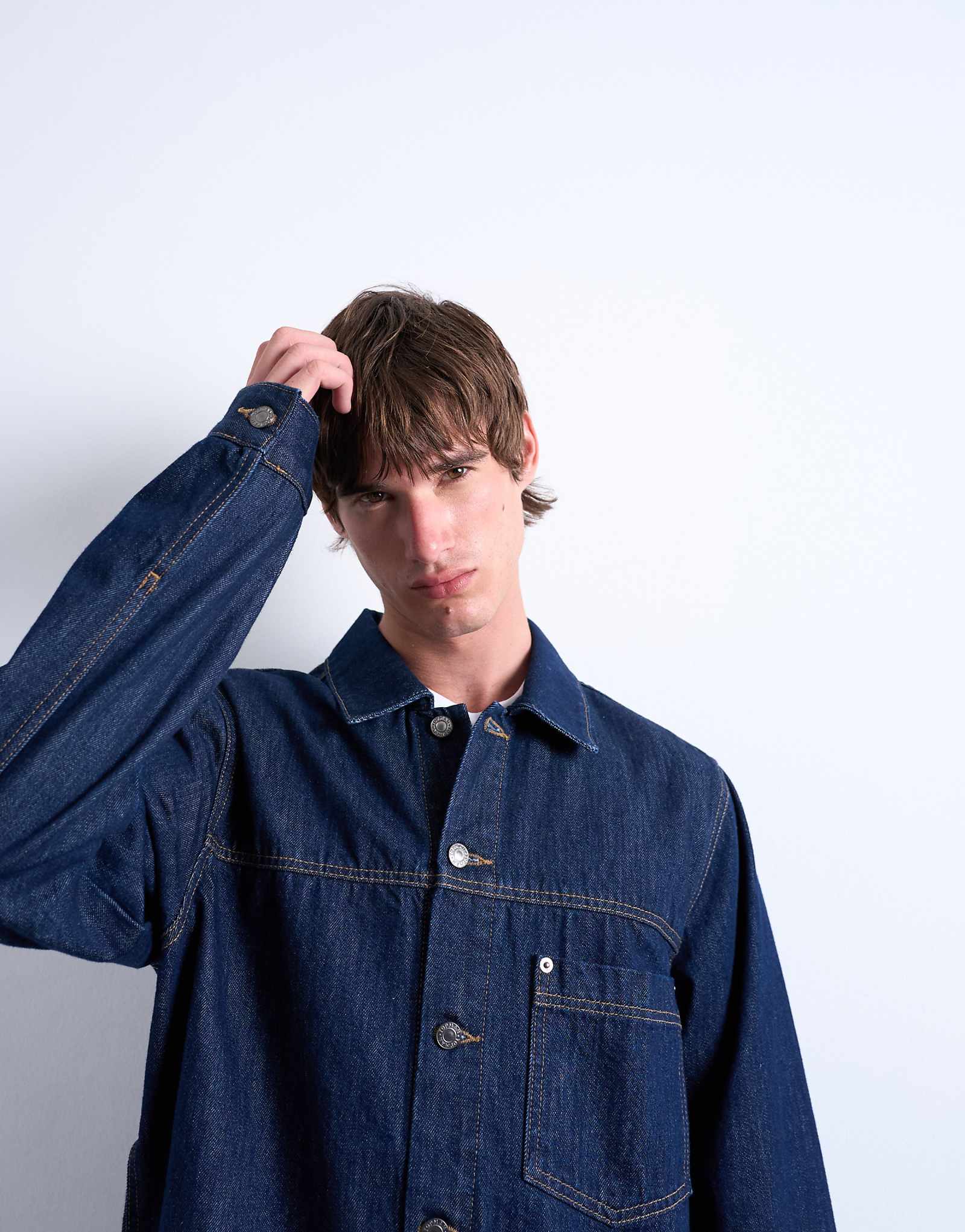 Джинсовая куртка Topman свободного кроя из необработанного материала 17390₽