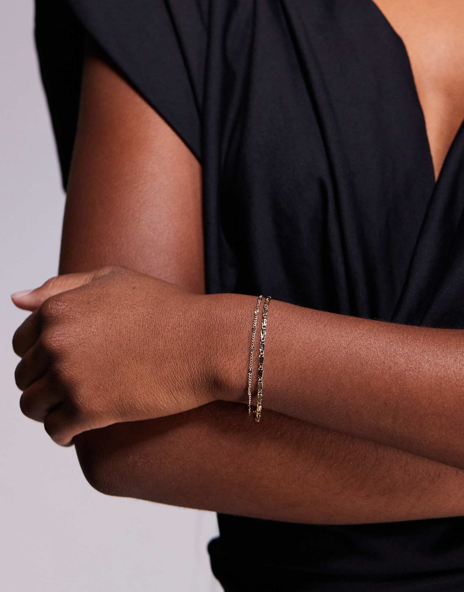 Браслеты-цепочки ALDO Aseli из 2-х упаковок в золотой оправе