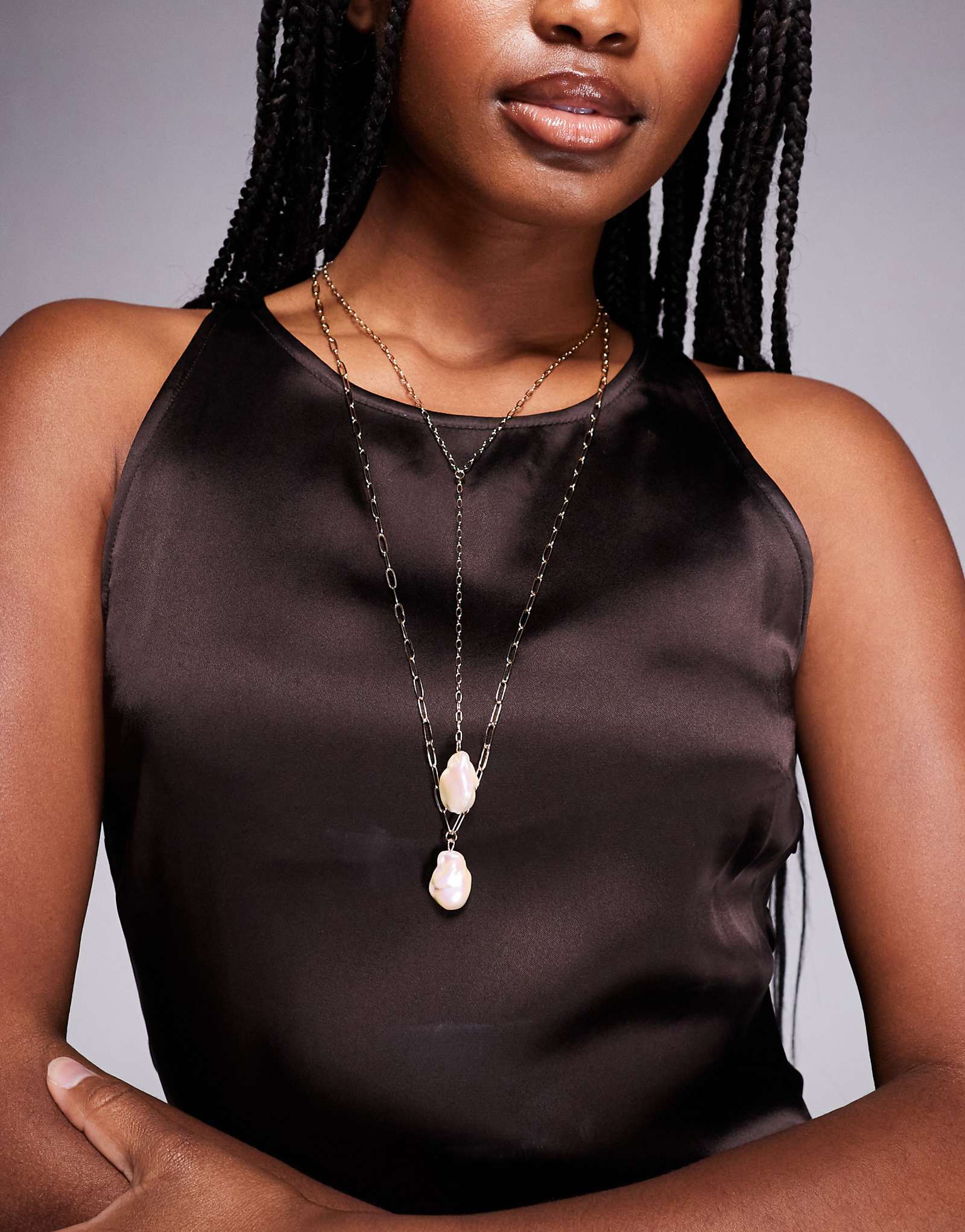 Колье ALDO Miia с жемчужным лариатом, выполненное из золота