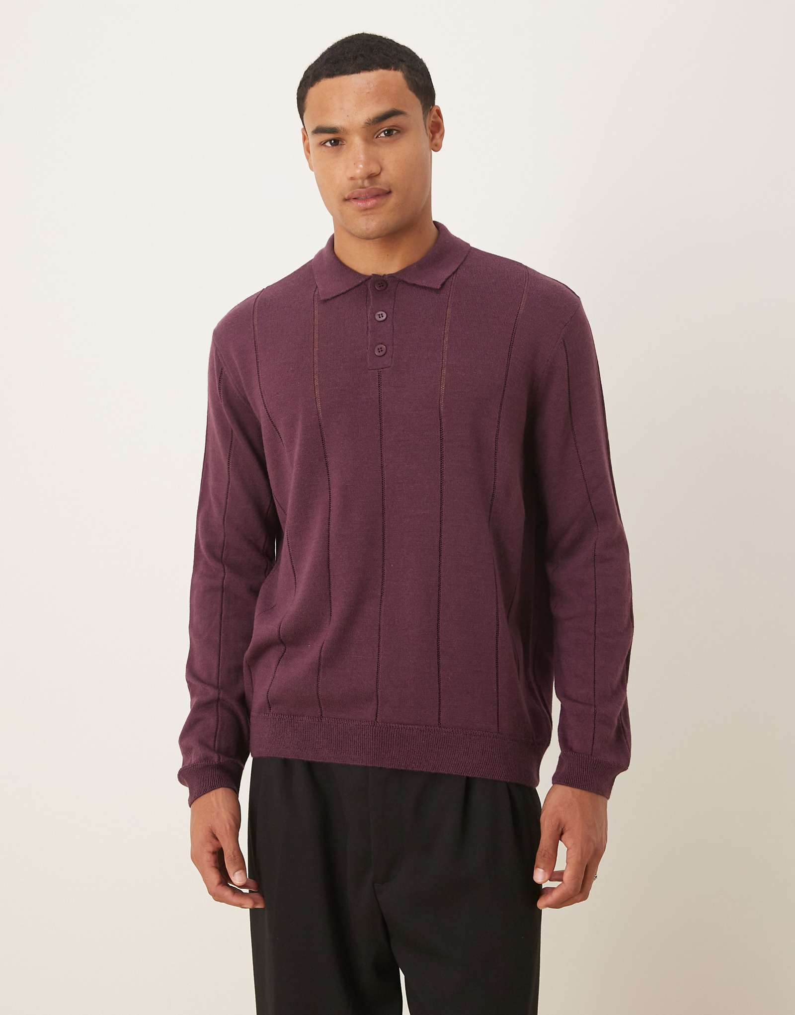 ДИЗАЙНЕРСКОЕ поло ASOS из мягкого трикотажа в полоску бордового цвета 7790₽