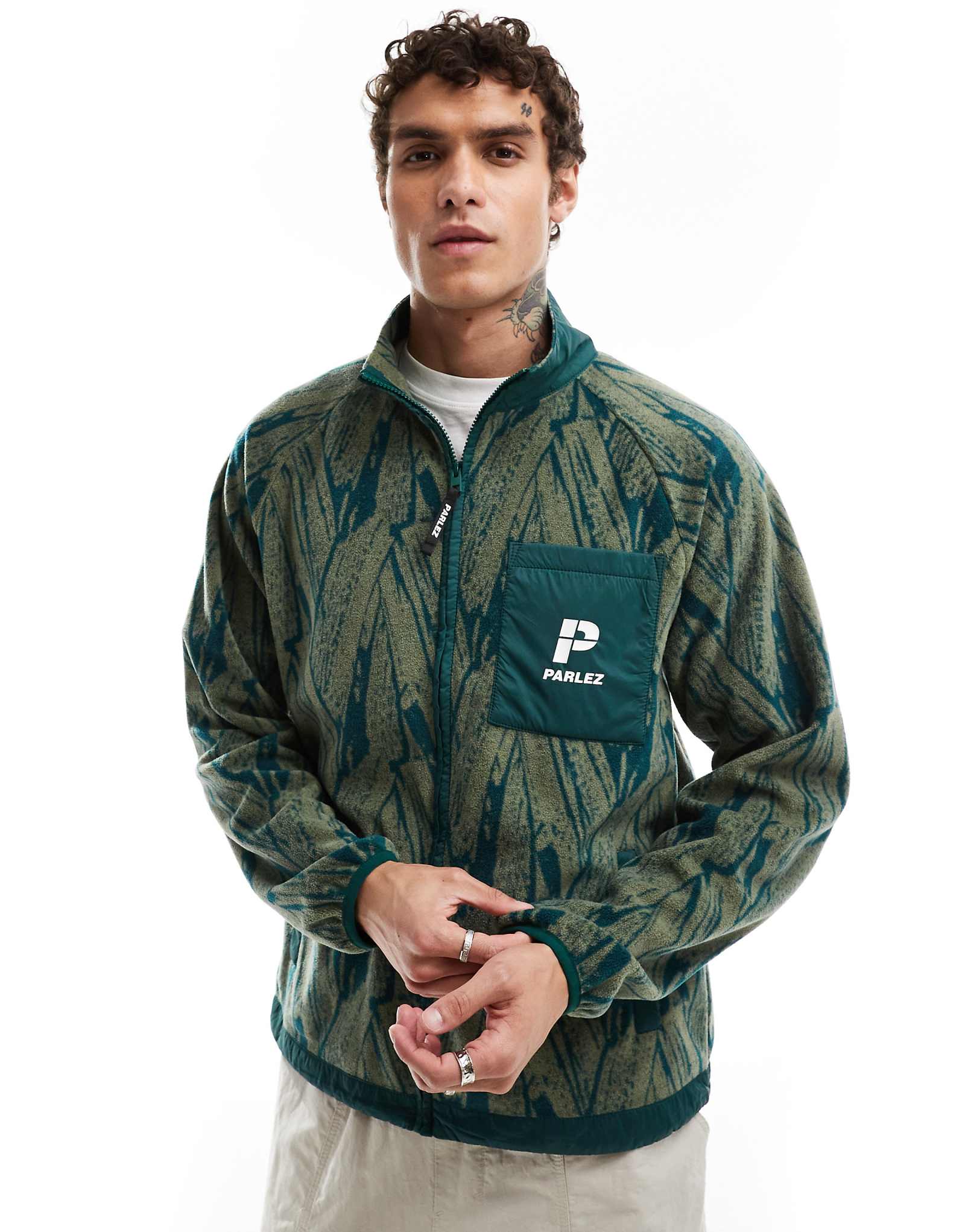 Флис с принтом Parlez duke оливково-зеленого цвета