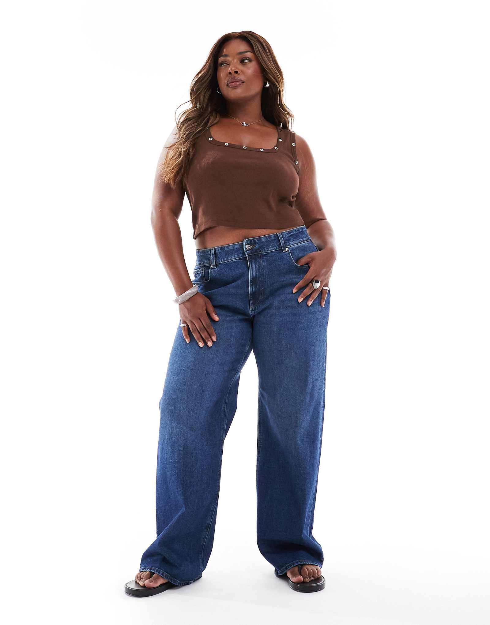 Сочные широкие джинсы ONLY Curve темно-синего цвета 16490₽