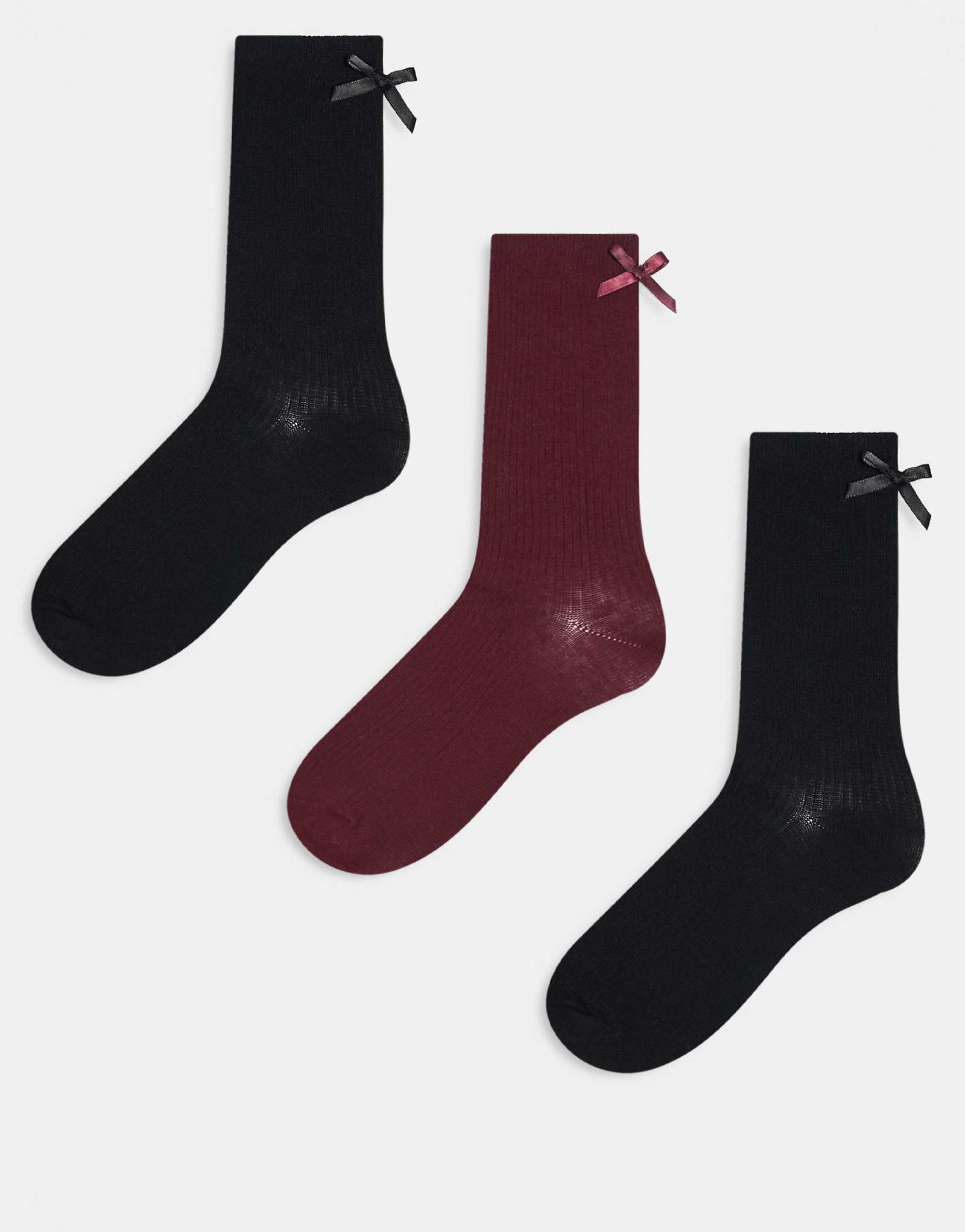 Носки-бантики JJXX из 3-х упаковок бордовой смеси 5490₽