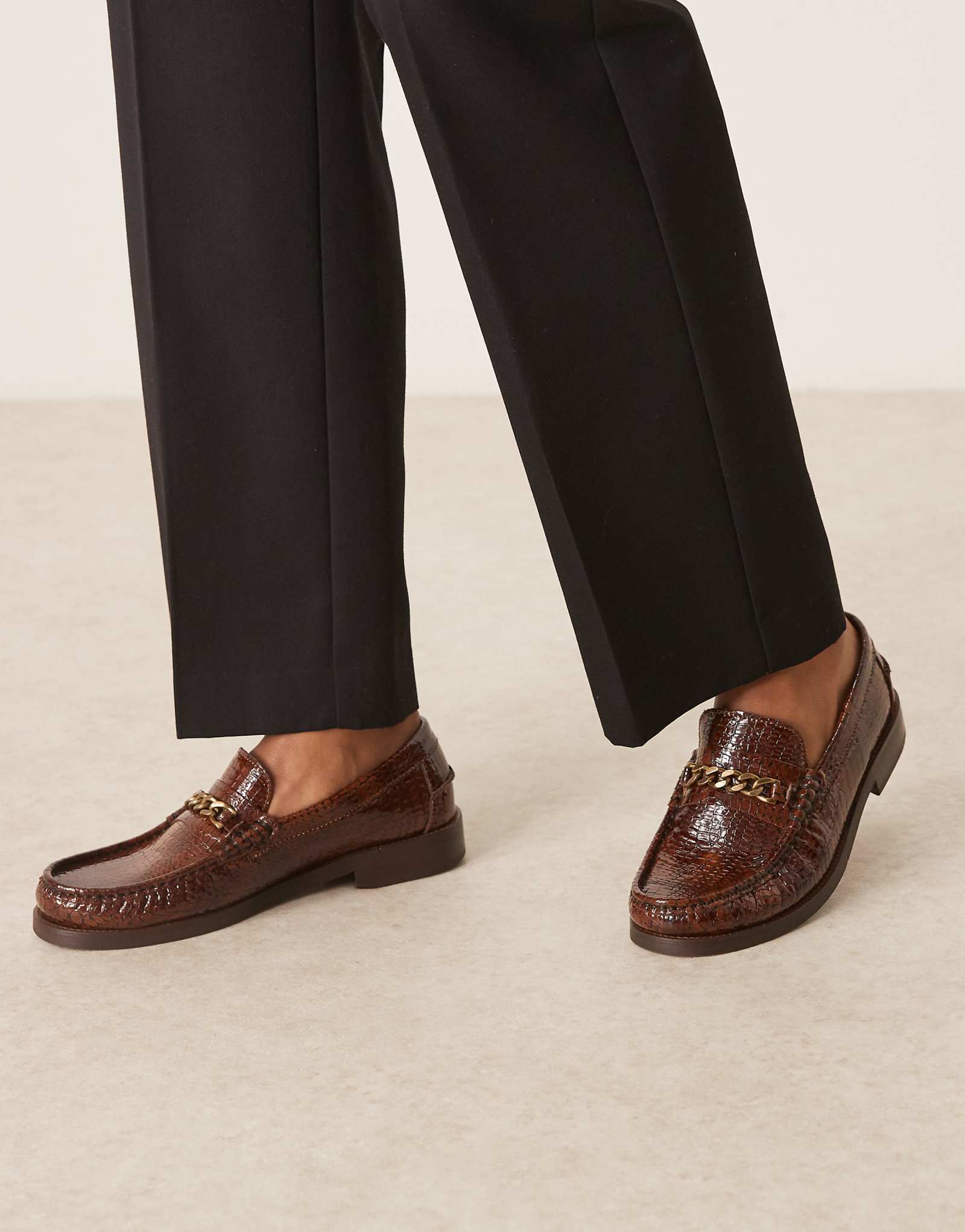 Мокасины Walk London Dalston с цепочкой из коричневой кожи с тиснением