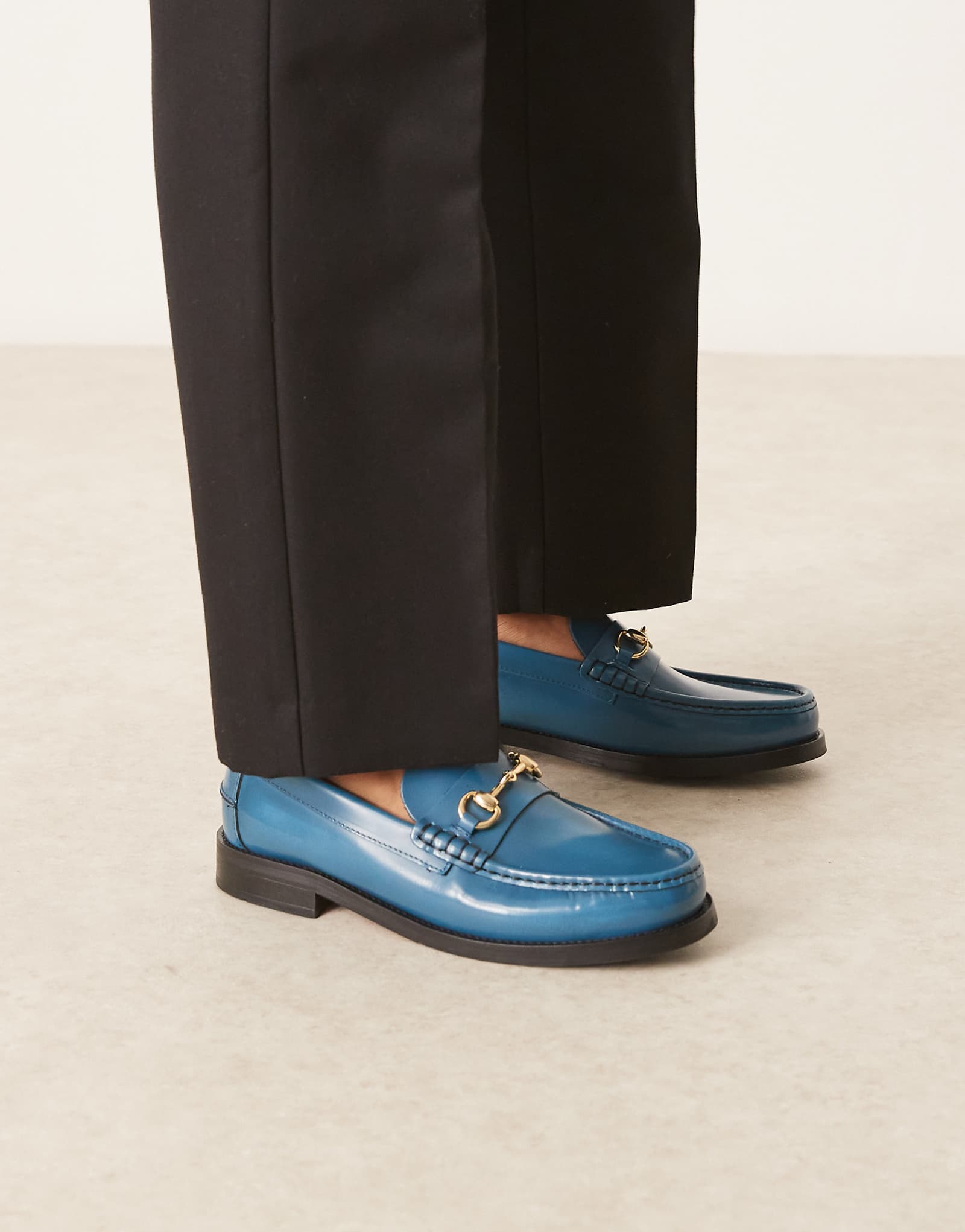 Мокасины Walk London Dalston trim из синей кожи