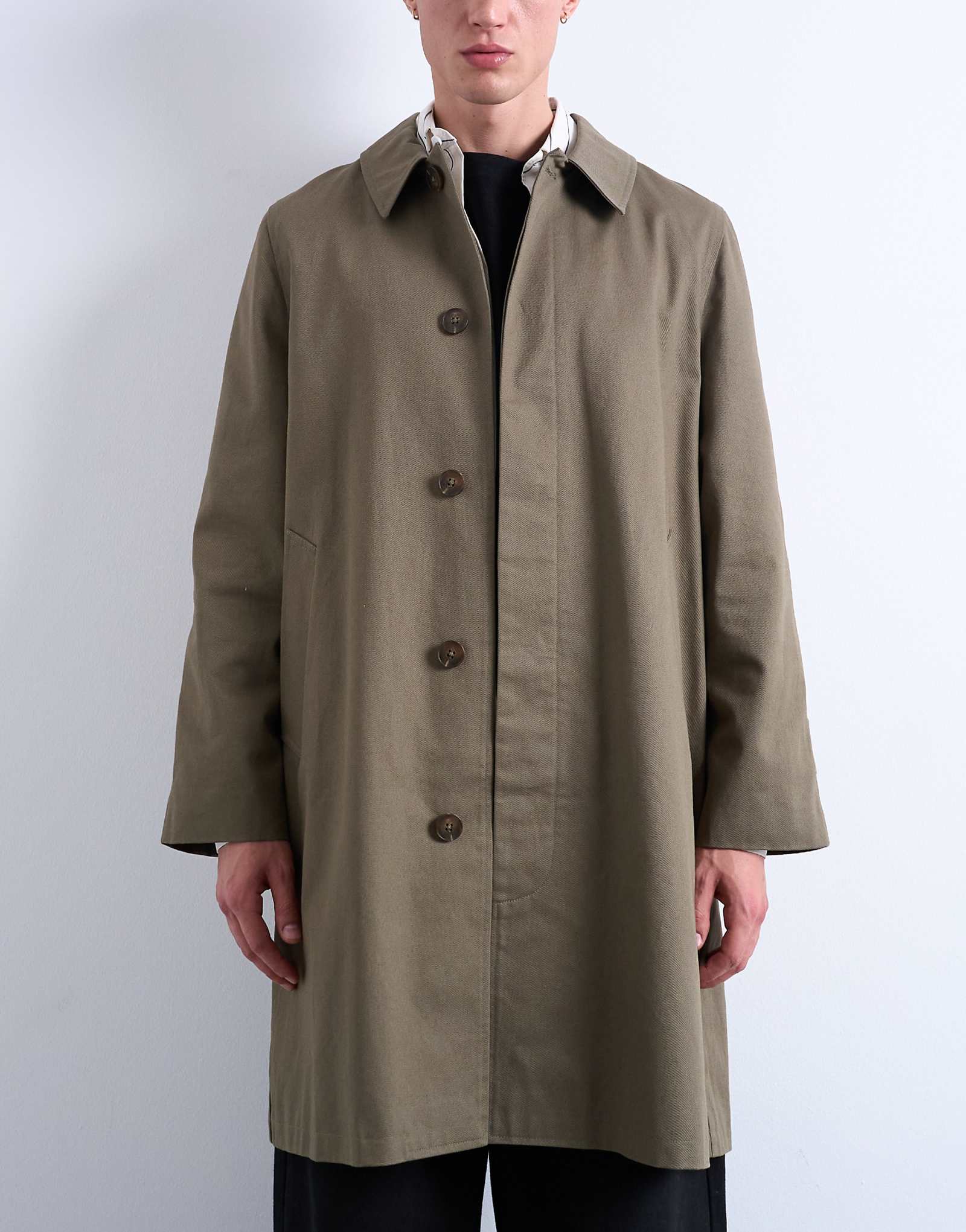 Хлопчатобумажное брезентовое пальто Topman цвета хаки