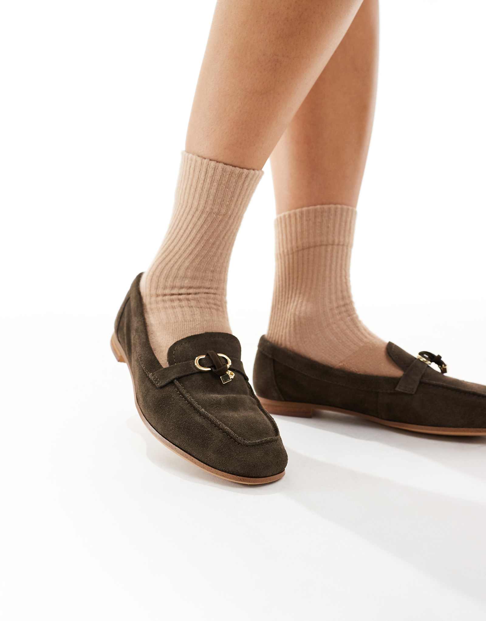 Мокасины ALDO Yblide с кисточками из замши и темно-зеленой кожи 31890₽