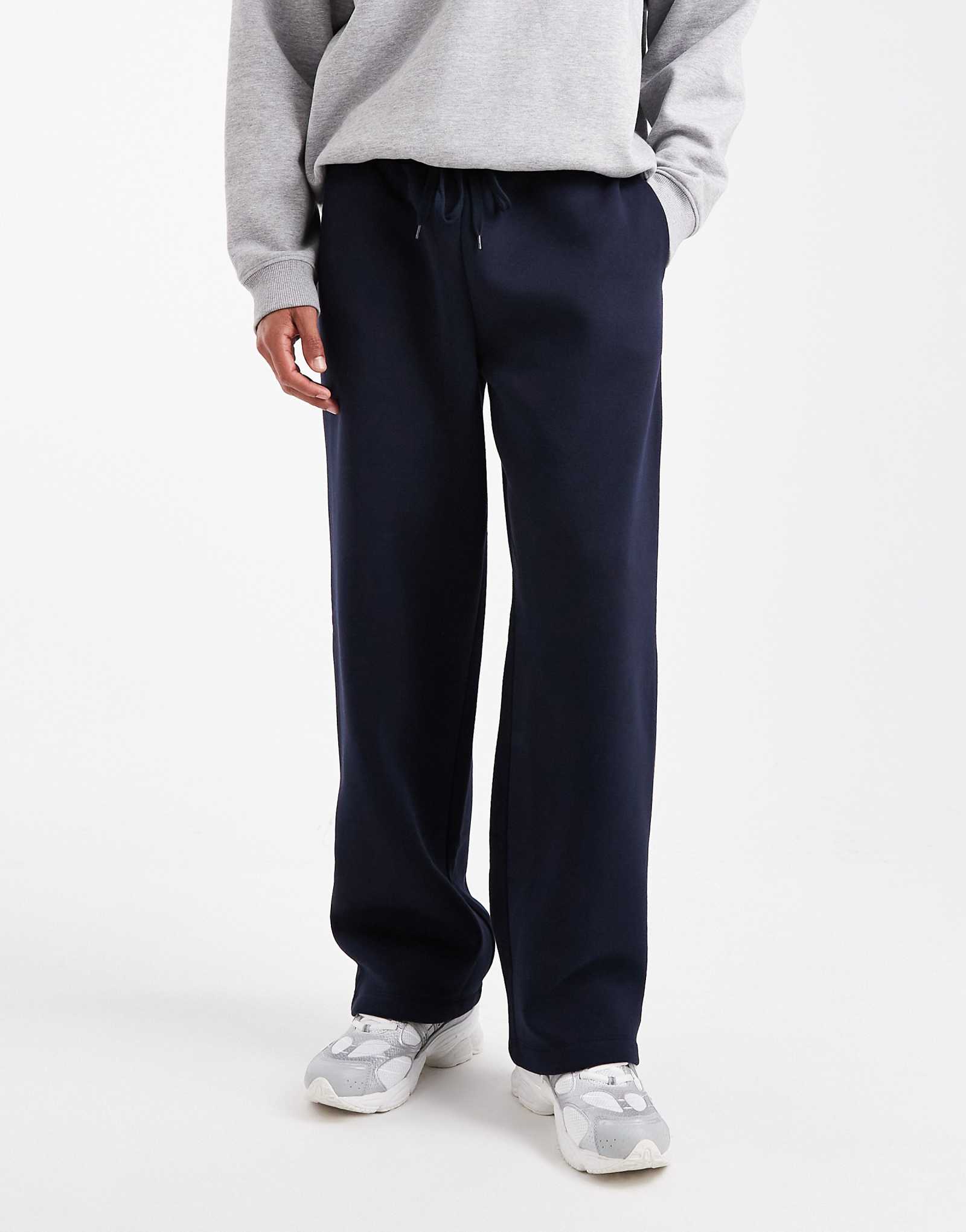 Широкие спортивные брюки ASOS DESIGN essentials темно-синего цвета 8190₽