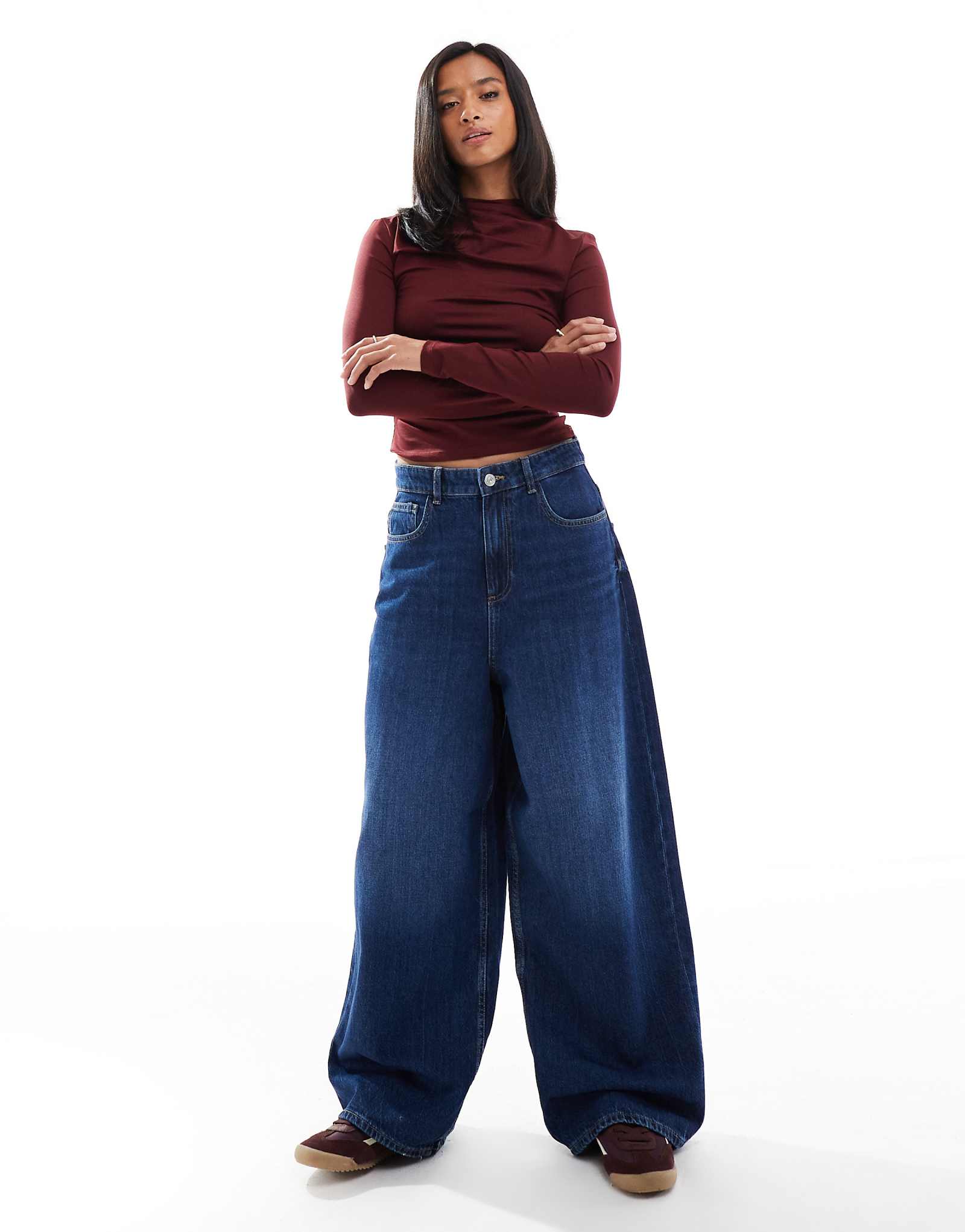 Мешковатые джинсы ONLY Petite Paulina с высокой талией из темно-синего денима 12890₽