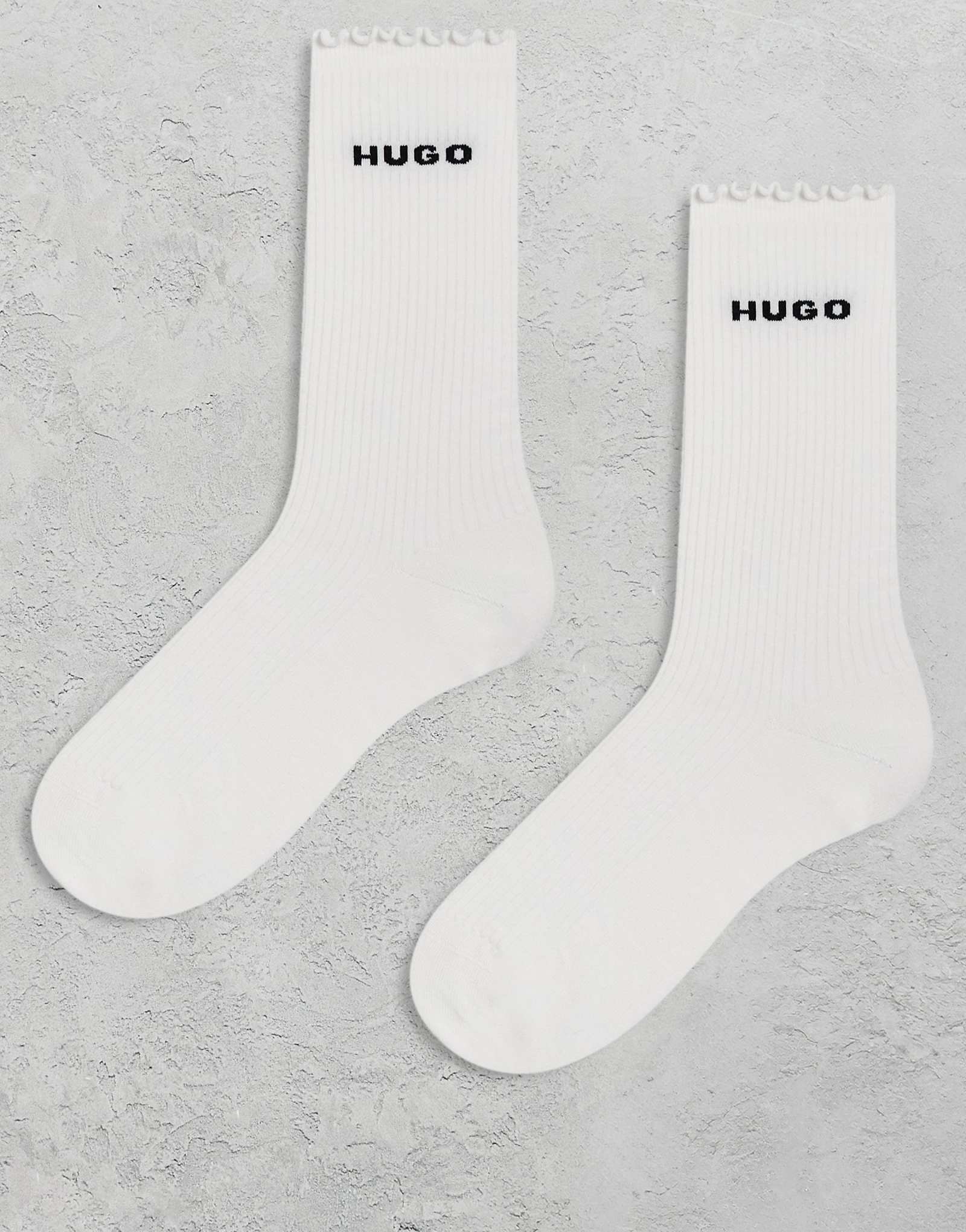 Носки Hugo Red из 2-х упаковок белого цвета с оборками по краям 3890₽