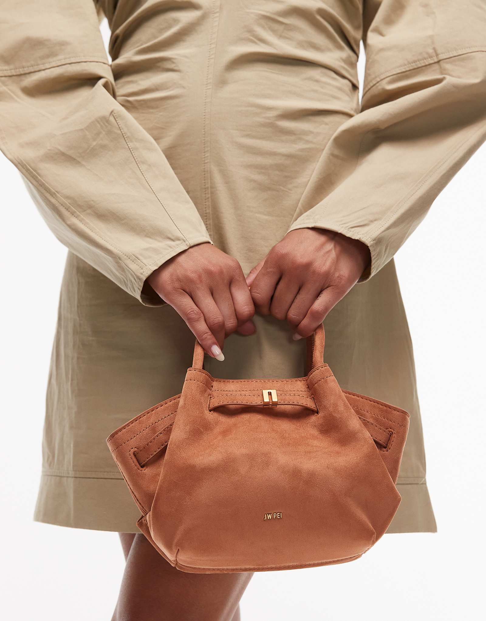 Мини-сумка-тоут JW PEI Hana из искусственной замши коричневого цвета