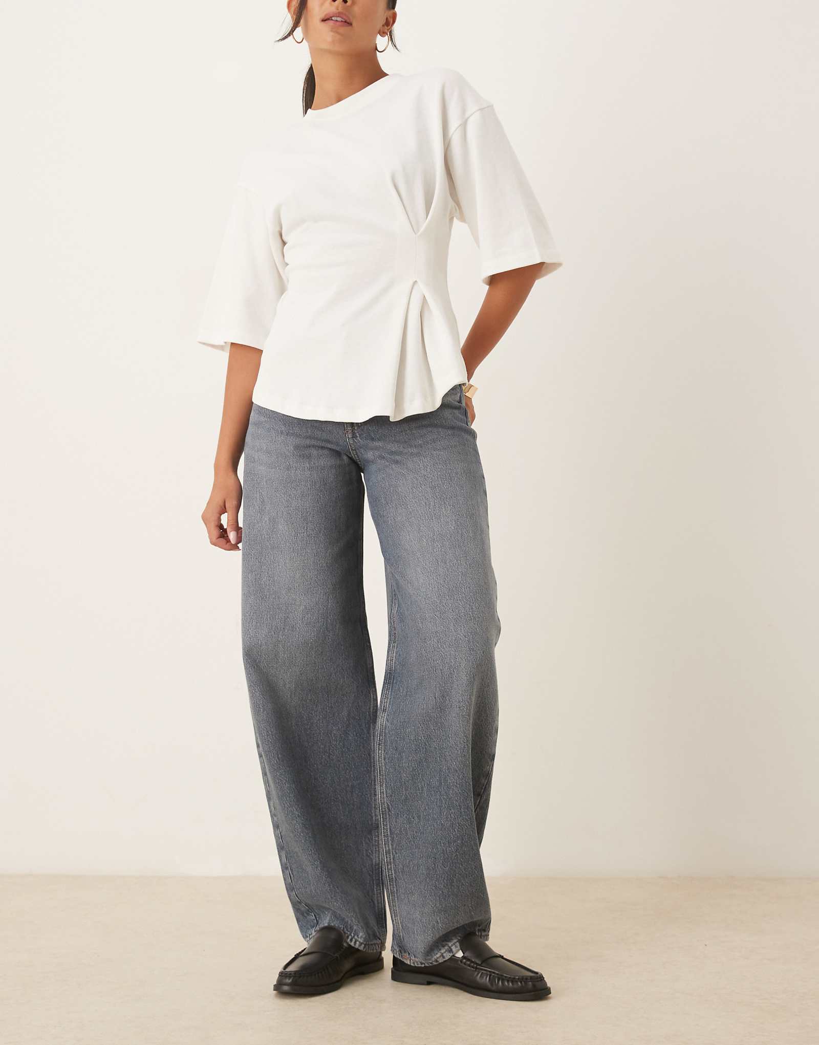 Джинсы JJXX Fuji barrel fit средне-синего цвета после стирки 17290₽