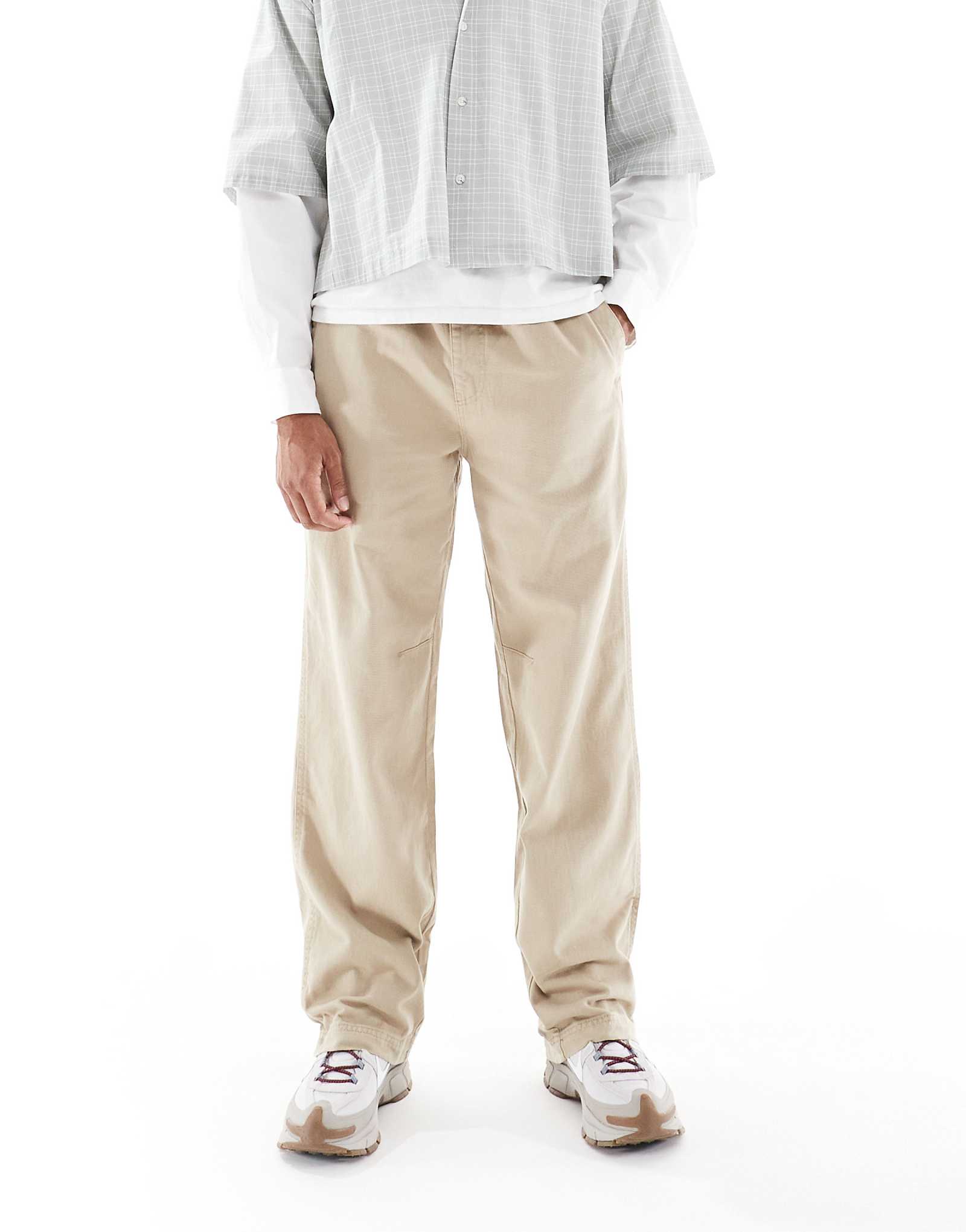 Мешковатые повседневные брюки из хлопка светло-верблюжьего цвета