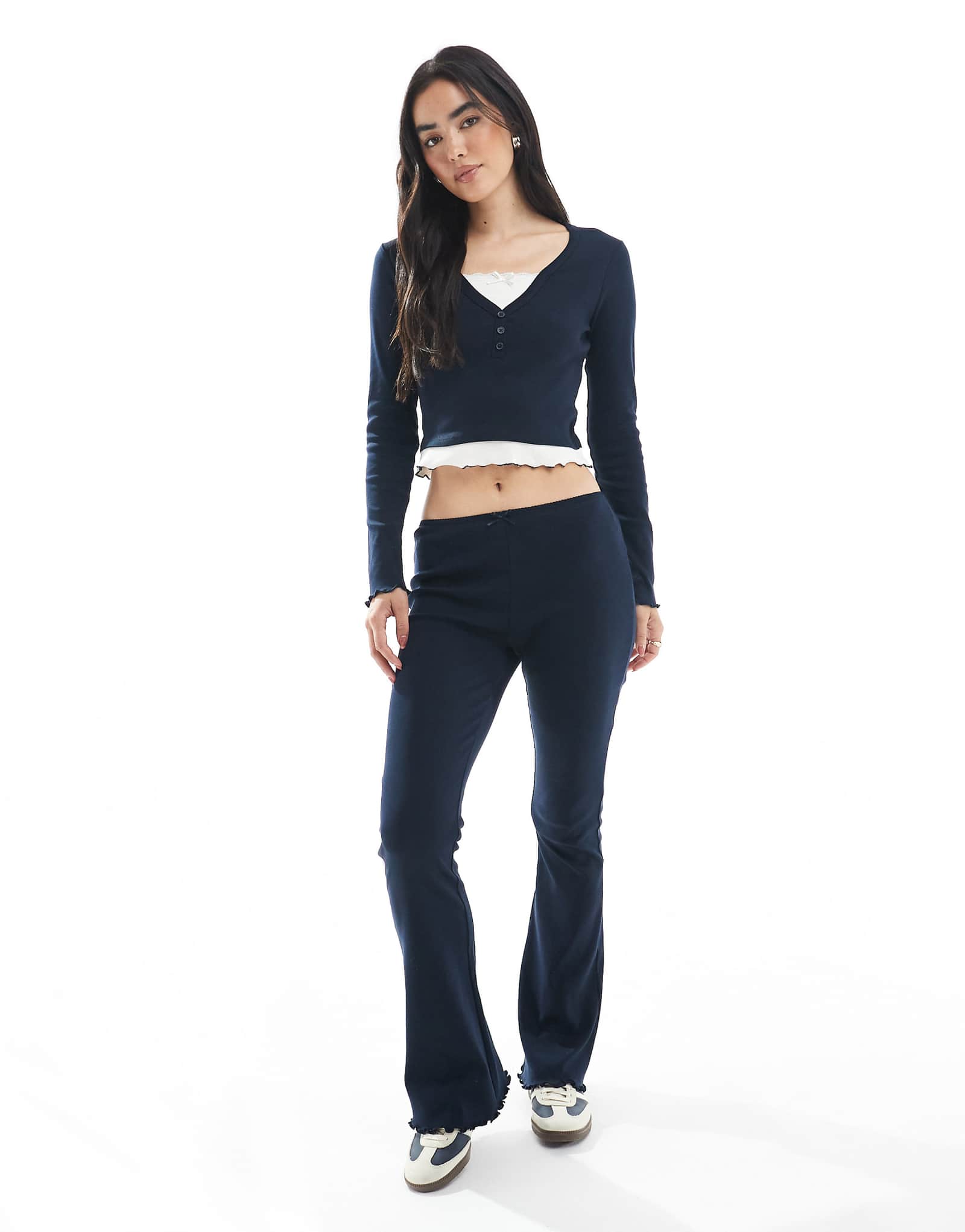 Темно-синие брюки-клеш Miss Selfridge - часть комплекта 3690₽