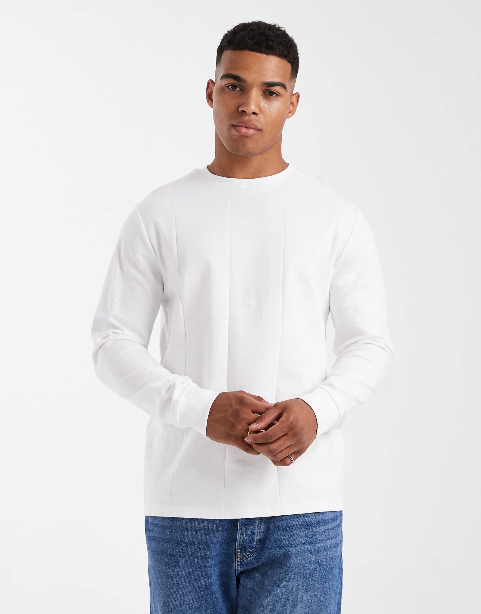 Футболка ASOS DESIGN с круглым вырезом и широким рубчиком белая 5090₽