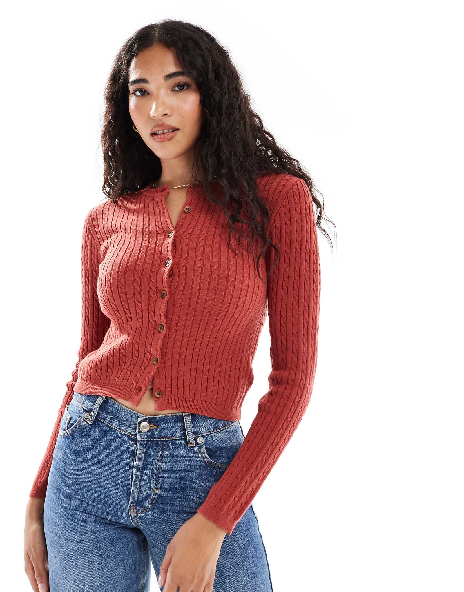 Кардиган из хлопка цвета ржавой глины