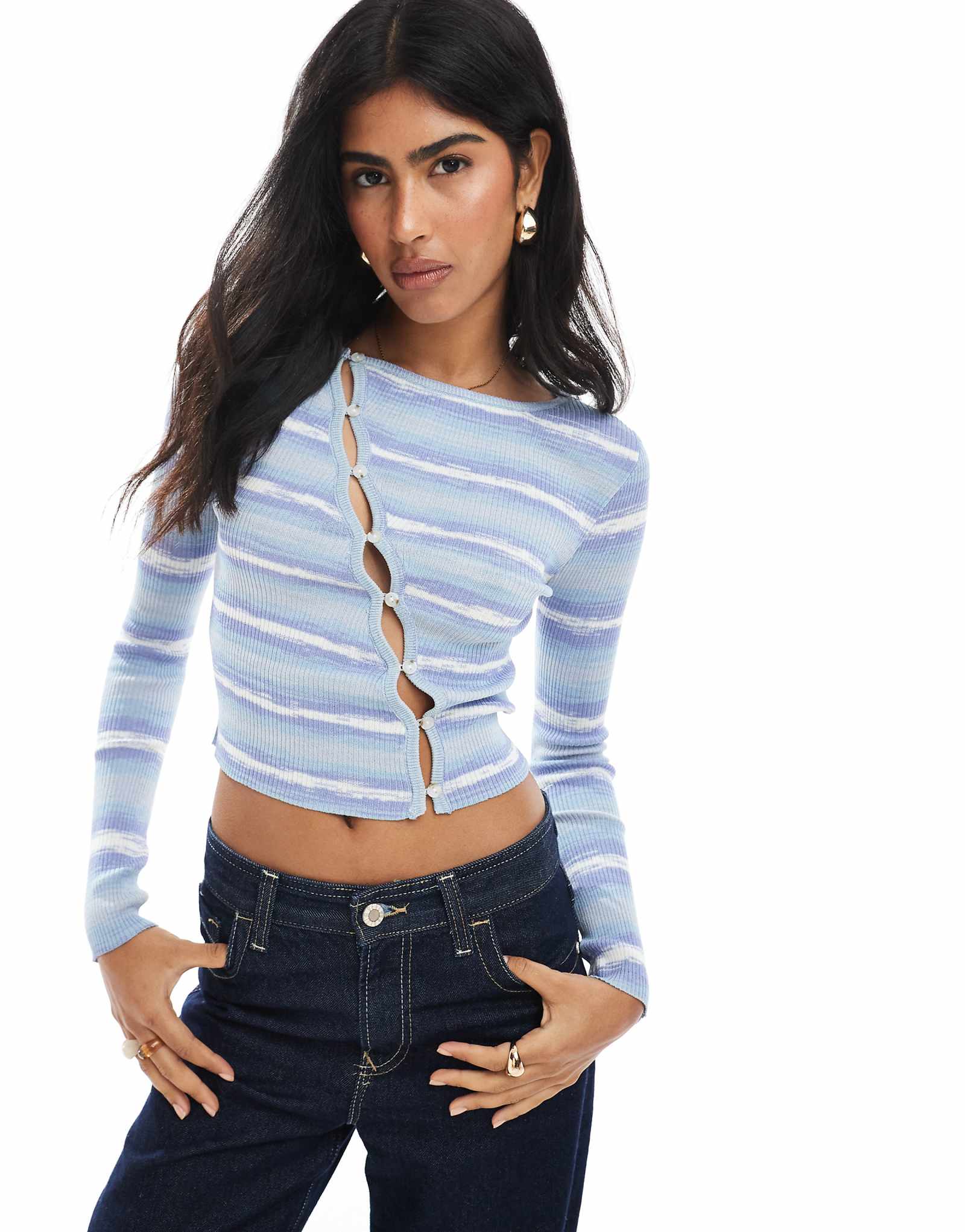 Асимметричный кардиган из хлопка синего космического цвета