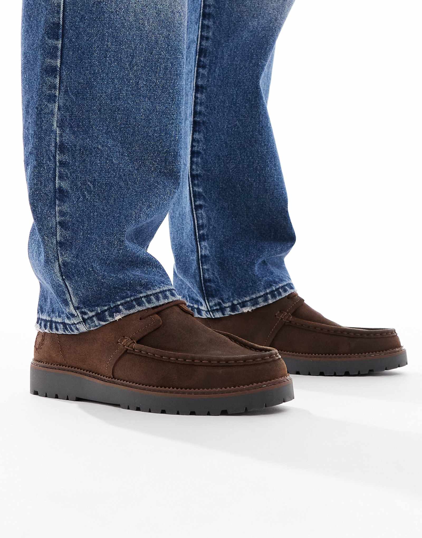 Коричневые сапоги из вощеной замши Fred Perry kenney со средним берцем