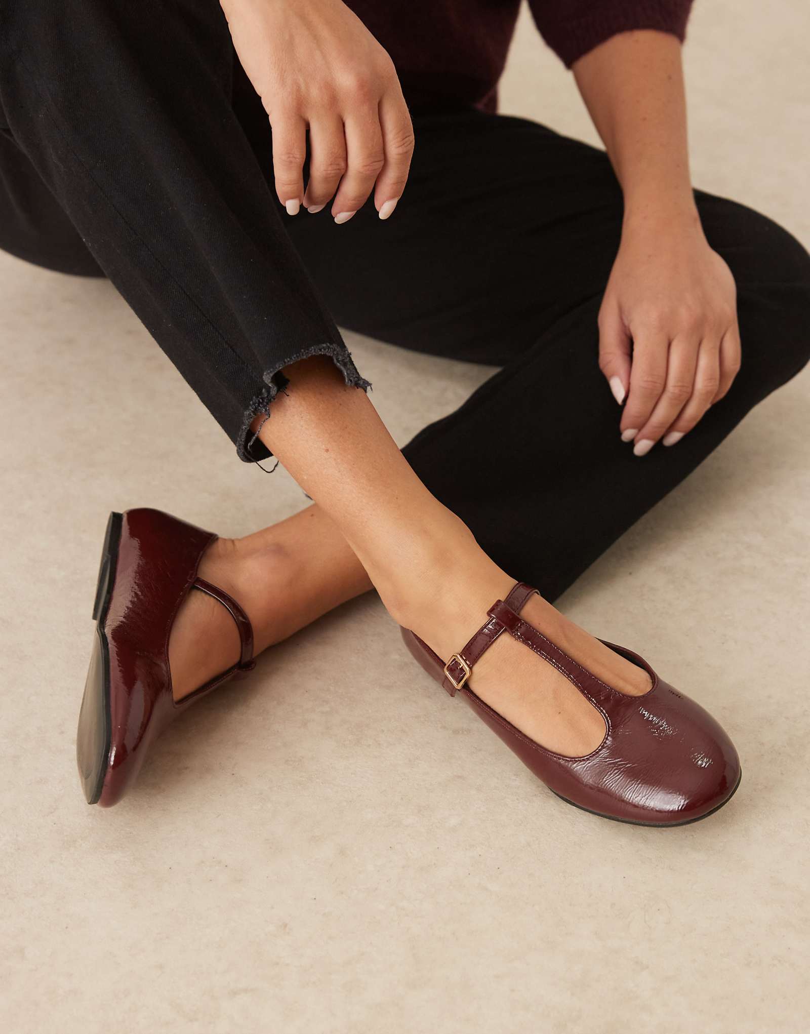 Лакированные балетки Latham mary jane широкого кроя от ASOS design бордового цвета