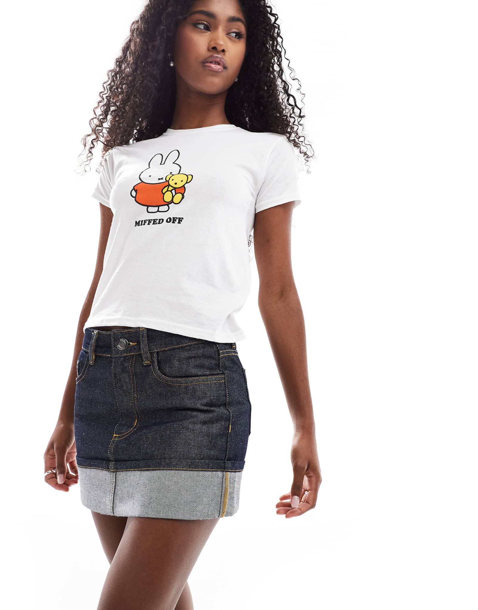 Застиранная джинсовая юбка с манжетами на подоле от Daisy Street цвета индиго 9390₽