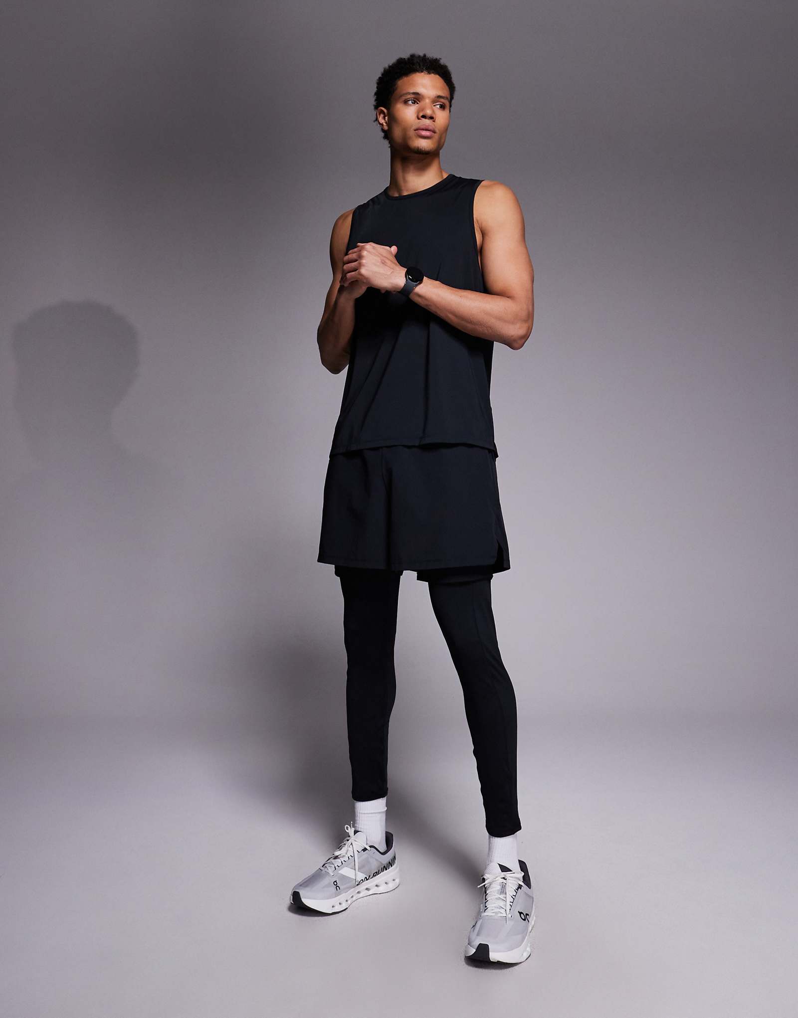 4505 светоотражающие быстросохнущие колготки для бега с базовым слоем и карманом из энергетического геля черного цвета 8290₽