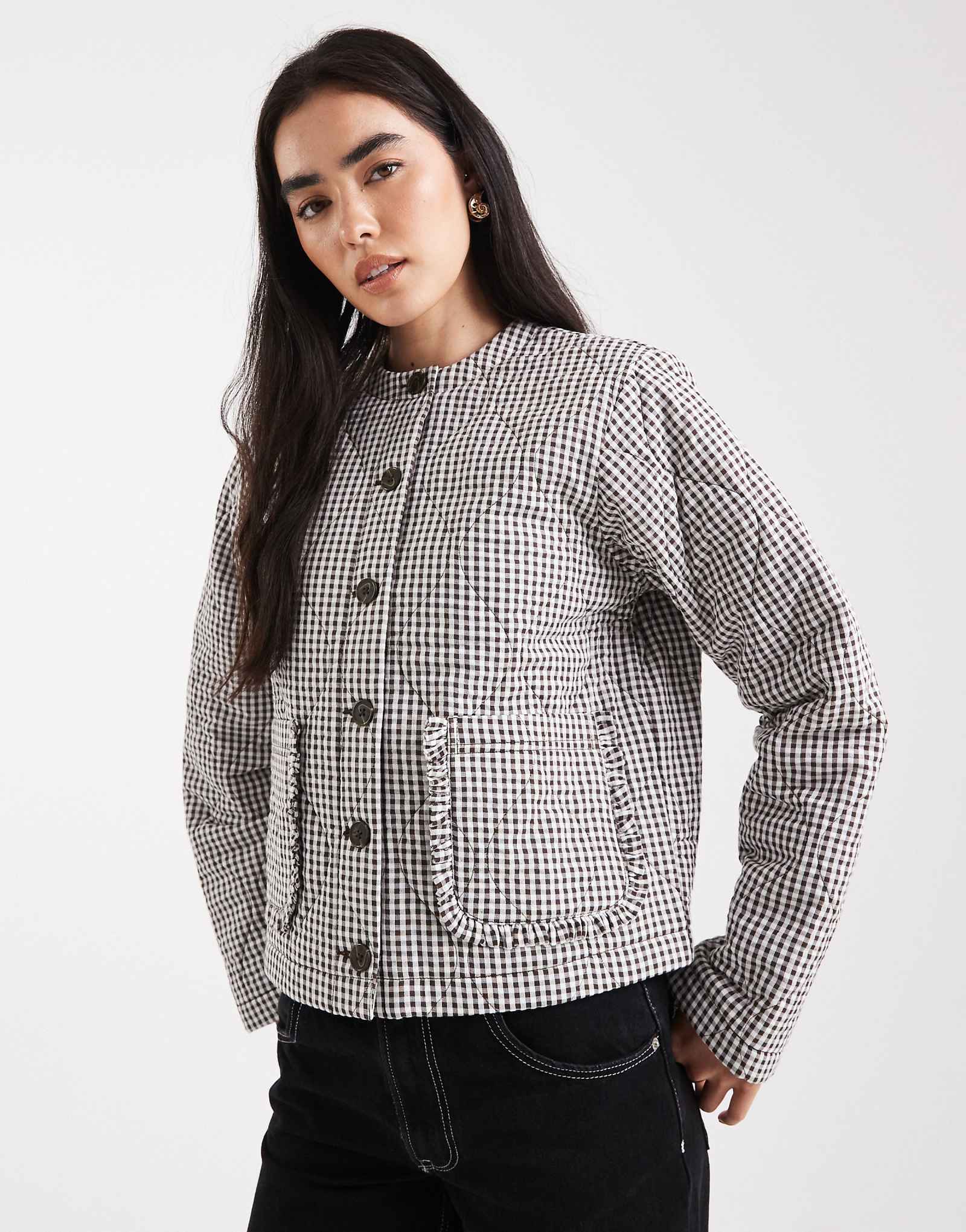 Стеганая ночная рубашка мисс Селфридж в коричневую клетку 20390₽