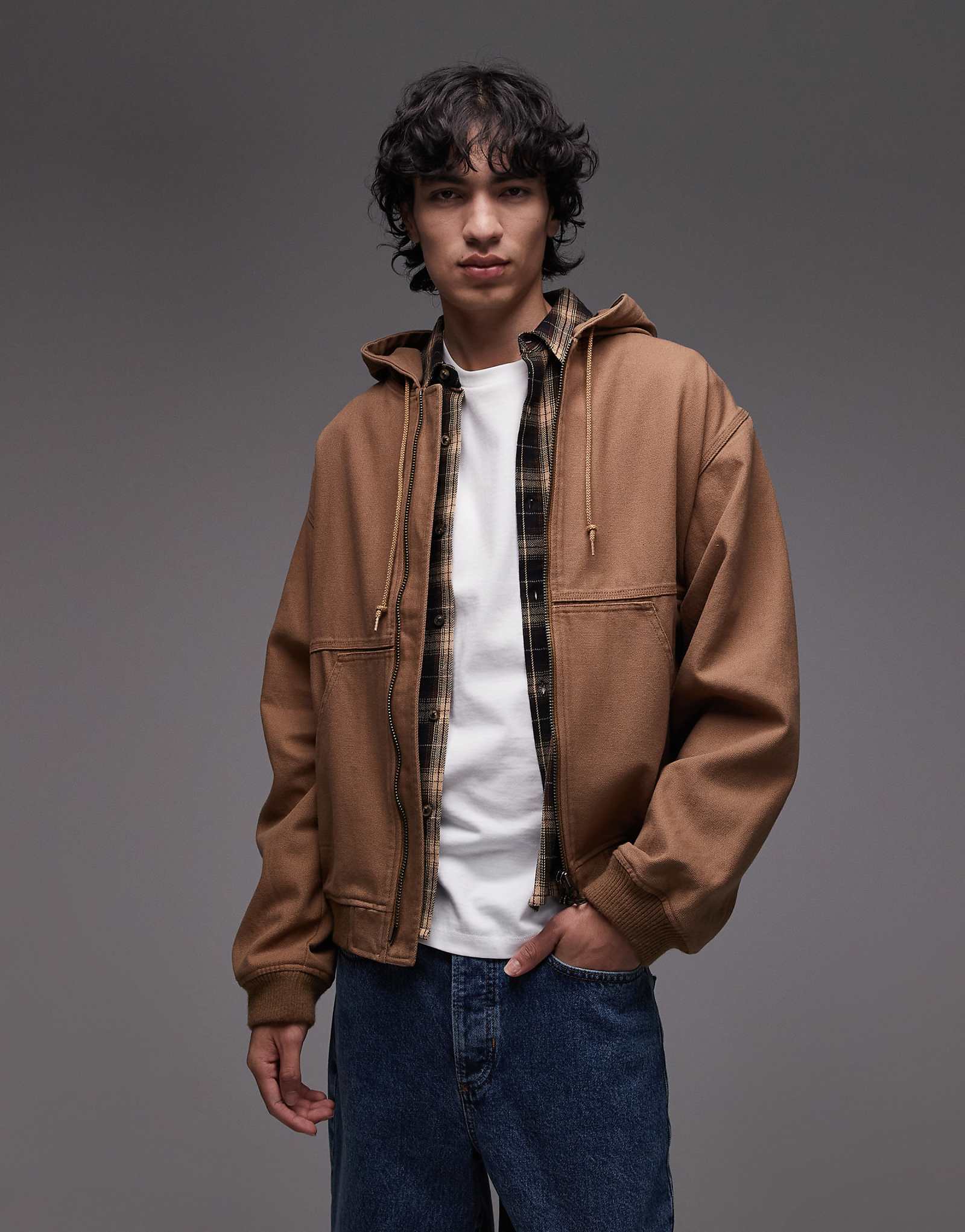 Рабочая куртка с капюшоном Gramicci el cap светло-коричневого цвета