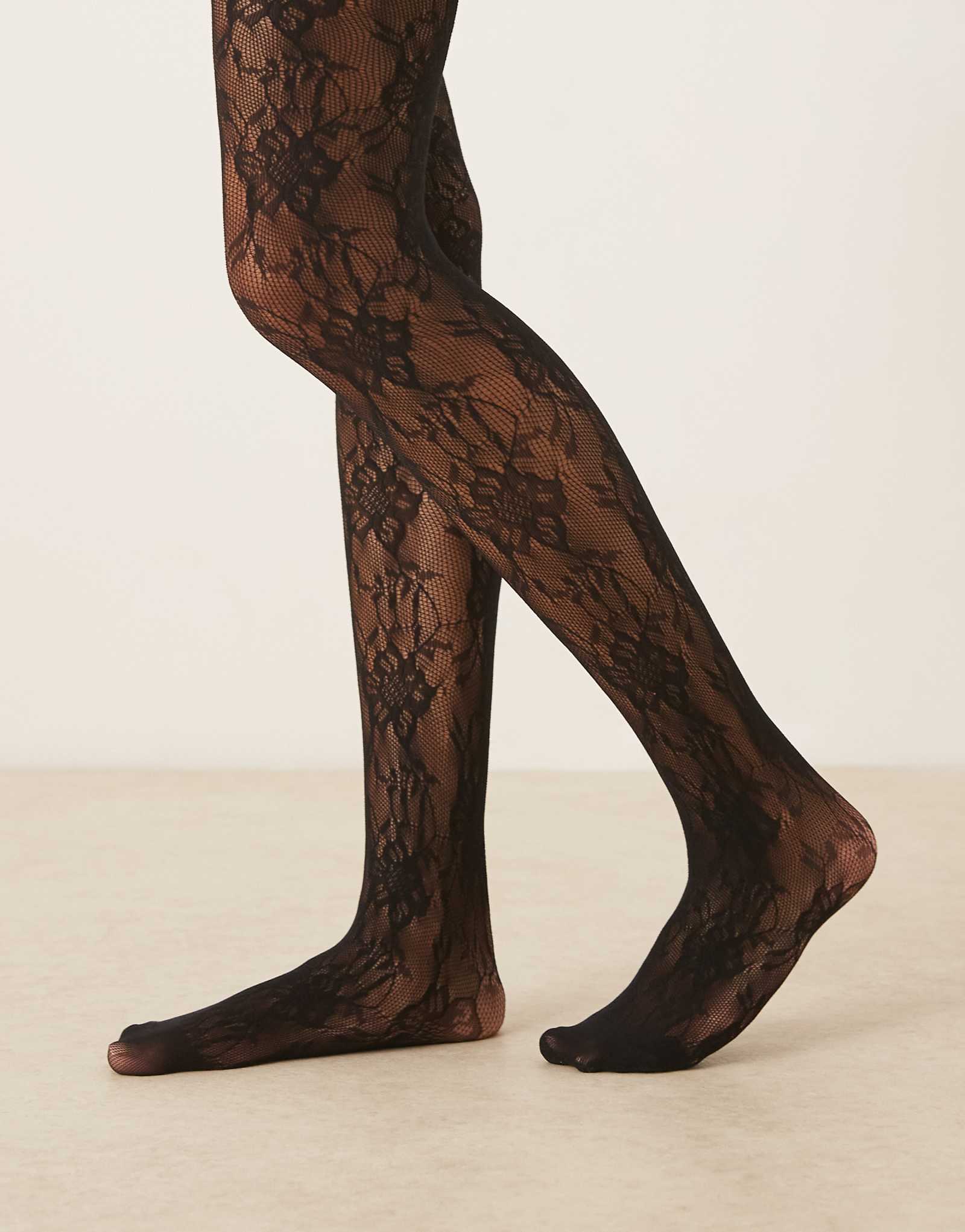Кружевные колготки JJXX черного цвета 5290₽
