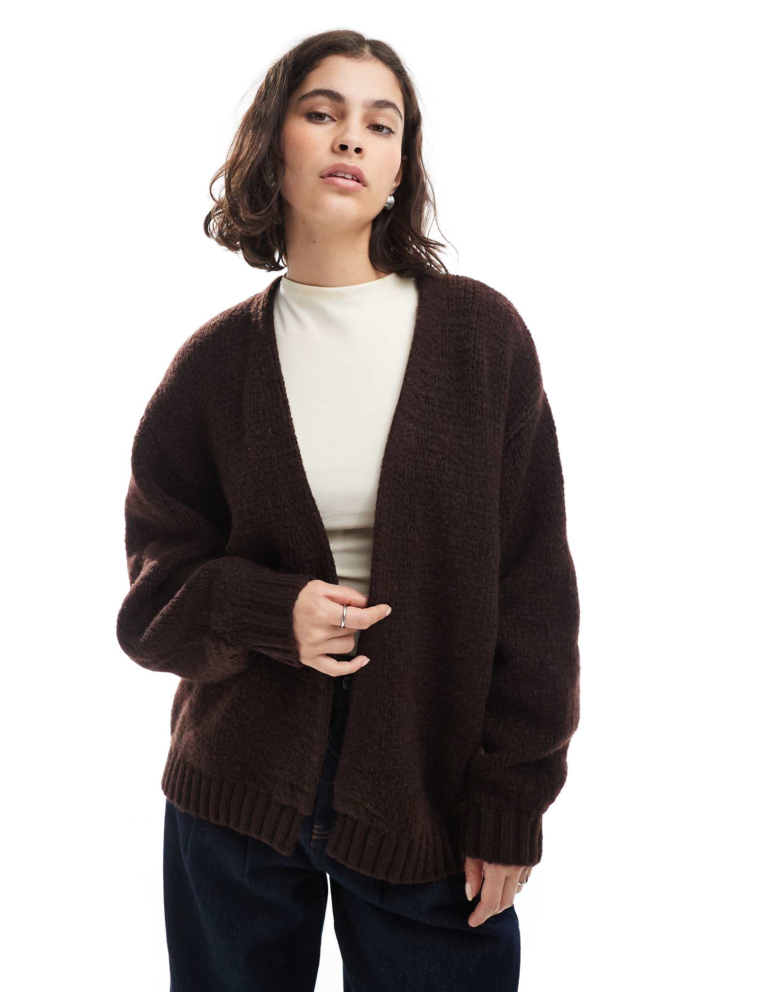 Облегающий кардиган оверсайз от края до края шоколадного цвета от ASOS DESIGN 11690₽