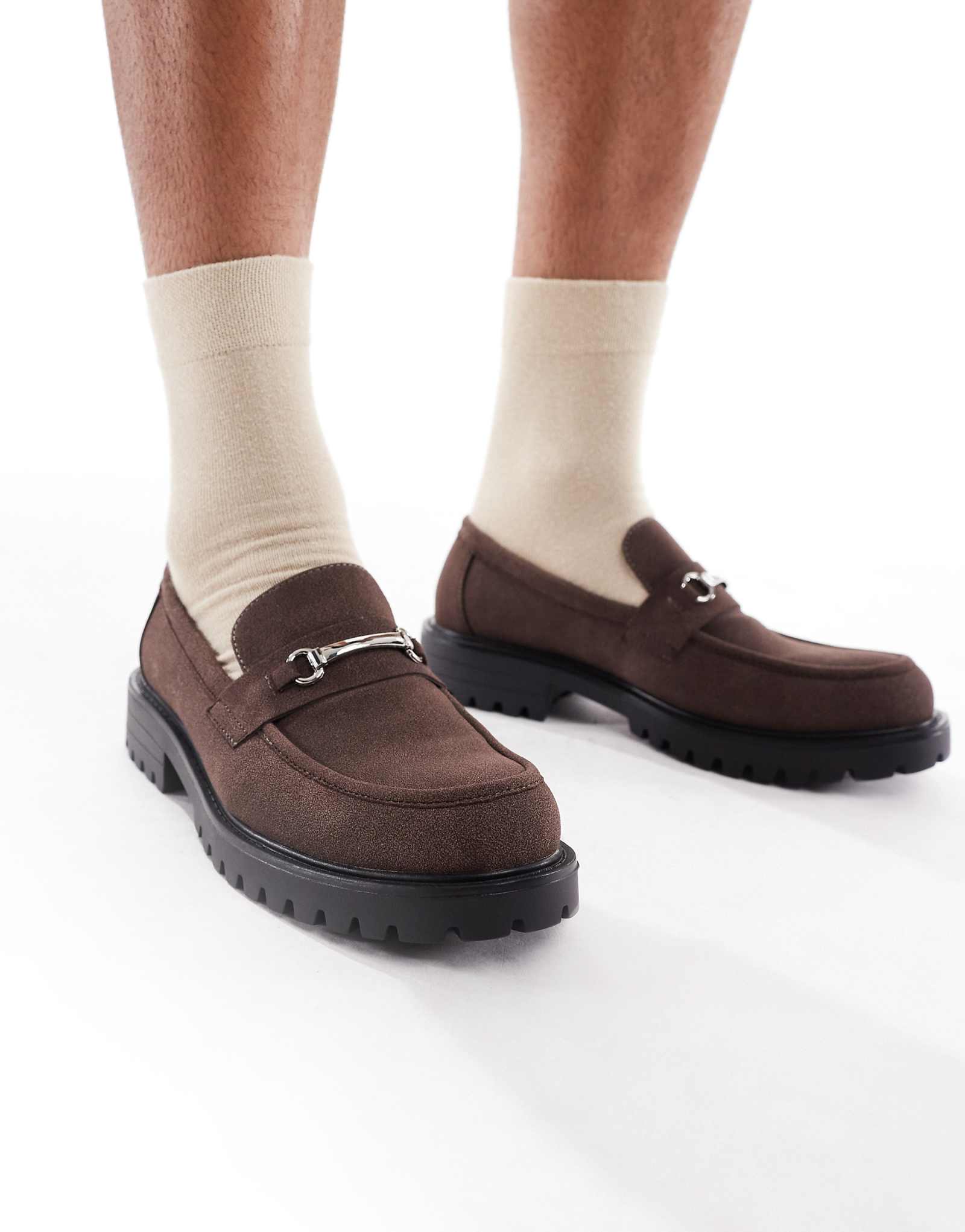 Мокасины SEQWL Calvin с массивной пряжкой из искусственной замши шоколадного цвета 11390₽