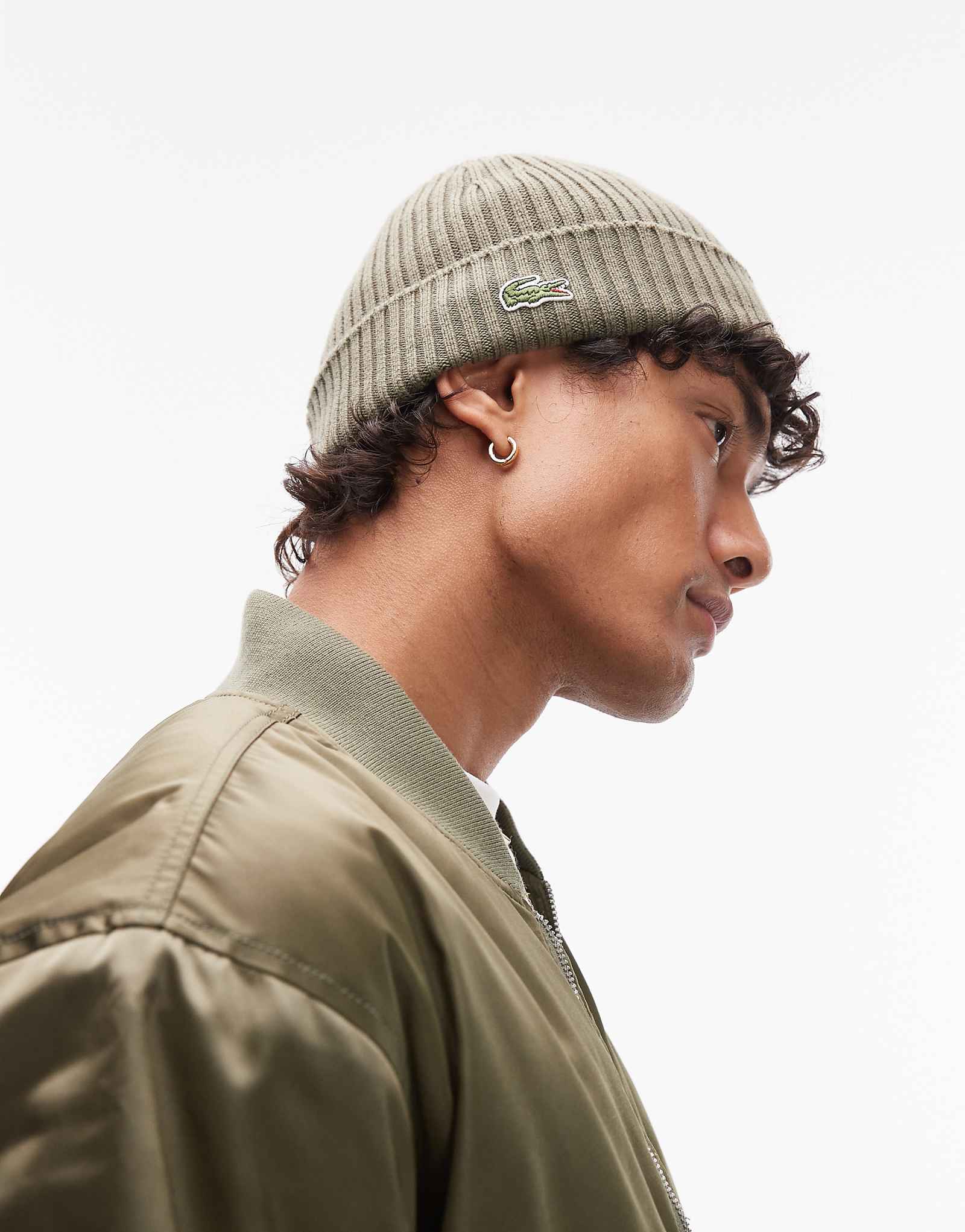 Шапочка с логотипом Lacoste оливкового цвета 12490₽