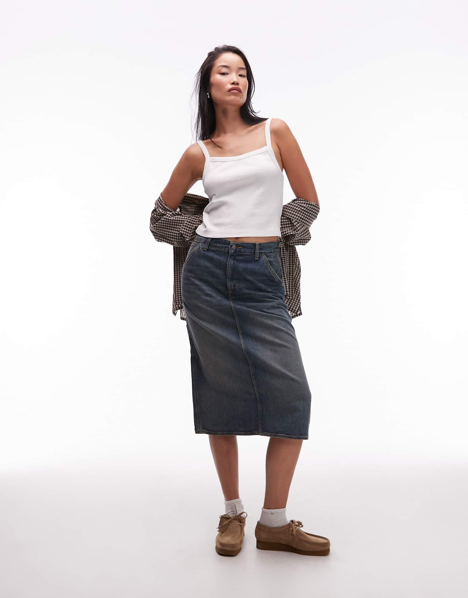 Джинсовая юбка миди до колена Carhartt WIP винтажного синего цвета 33690₽