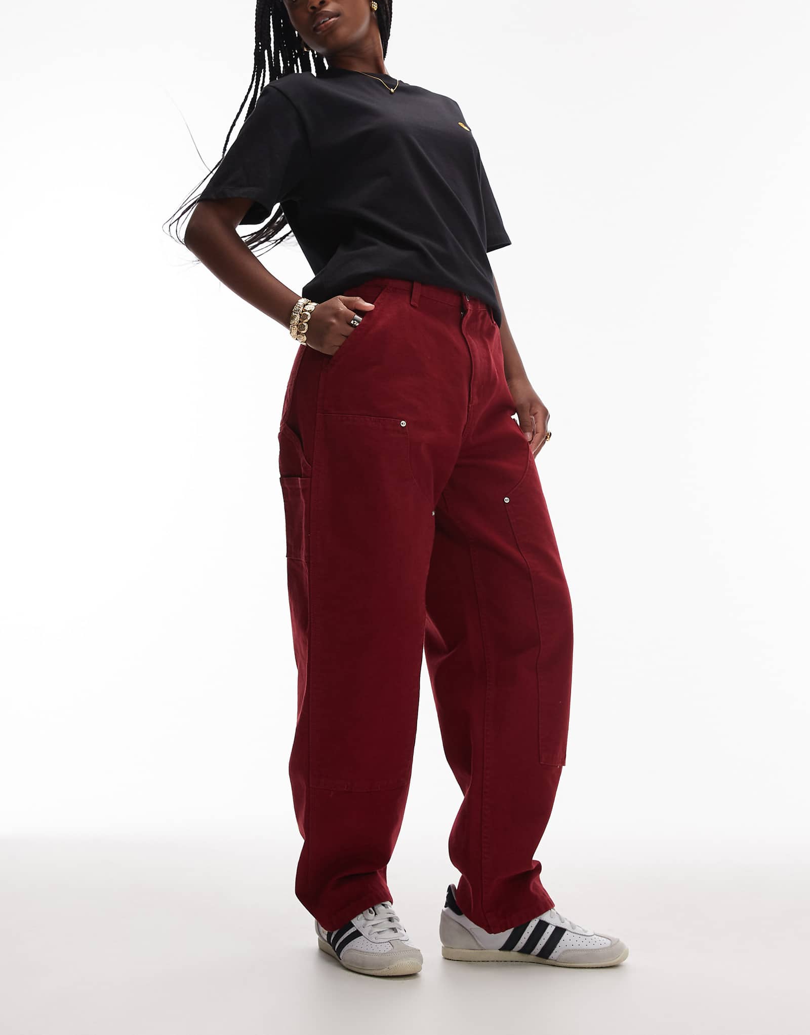 Брюки Carhartt WIP OG с двойным коленом темно-красного цвета 36290₽