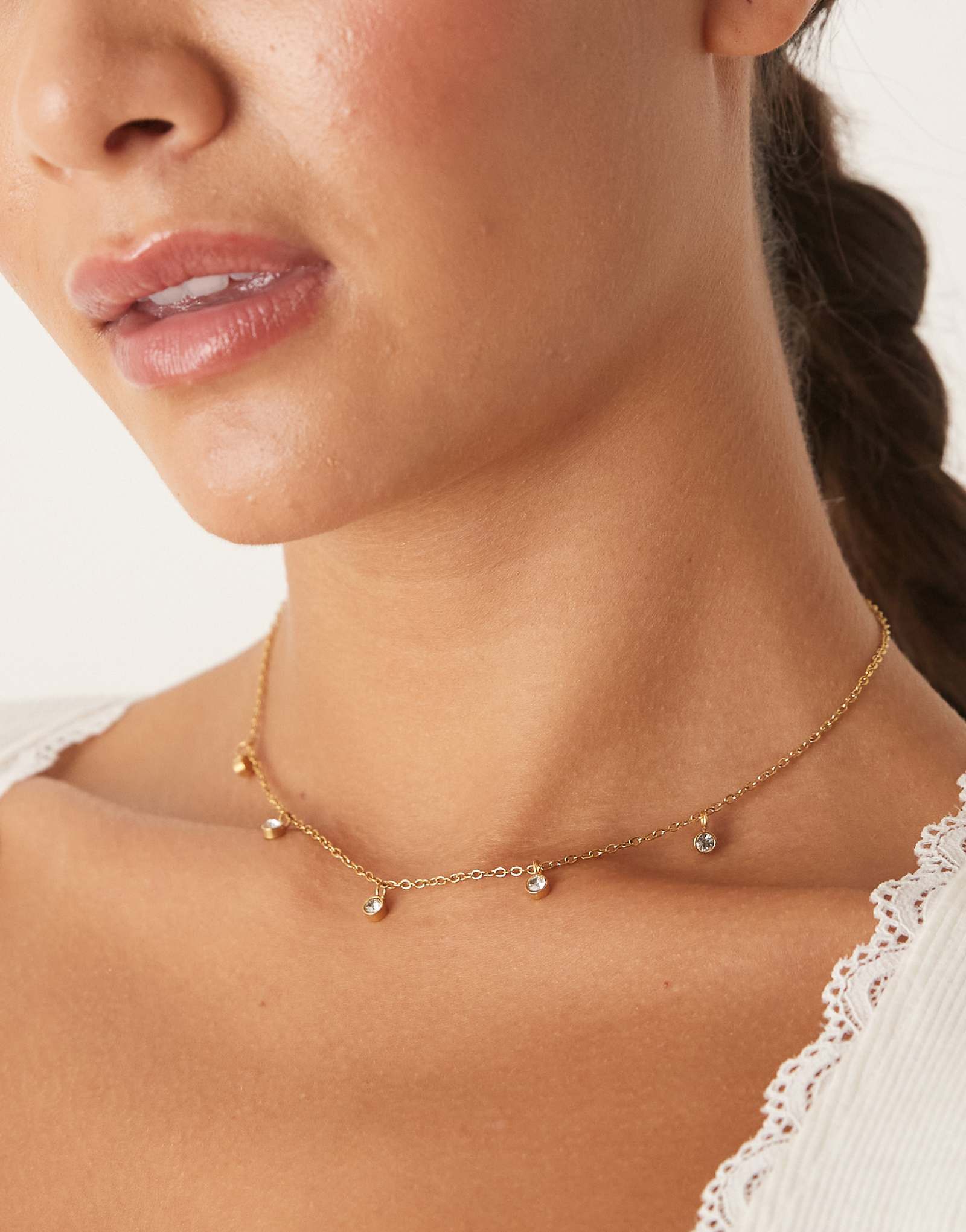 Ожерелье с хрустальными подвесками Lost Souls из нержавеющей стали покрытой 18-каратным золотом 5290₽