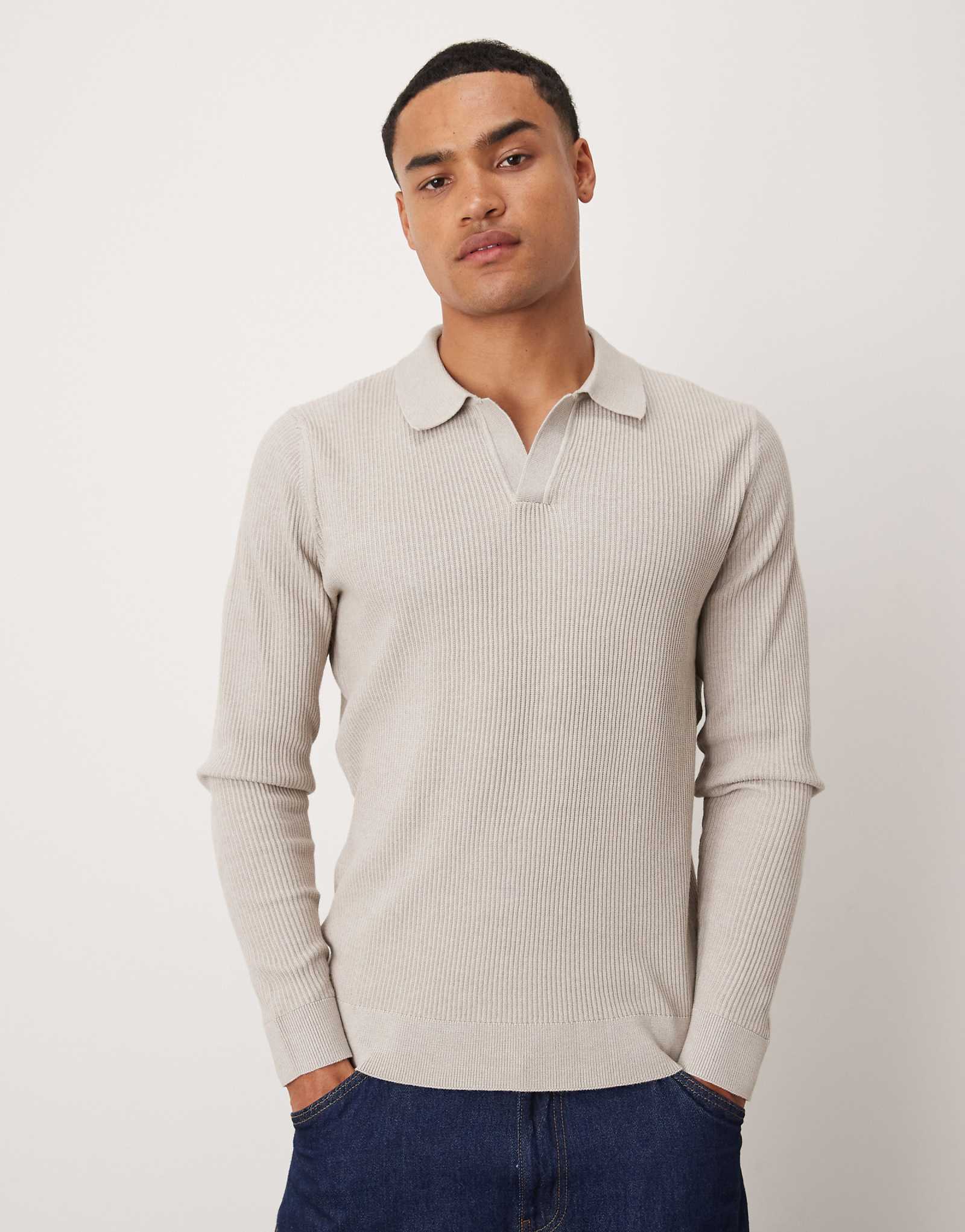 Топ-поло в рубчик из смеси хлопка Mango цвета экрю 14290₽