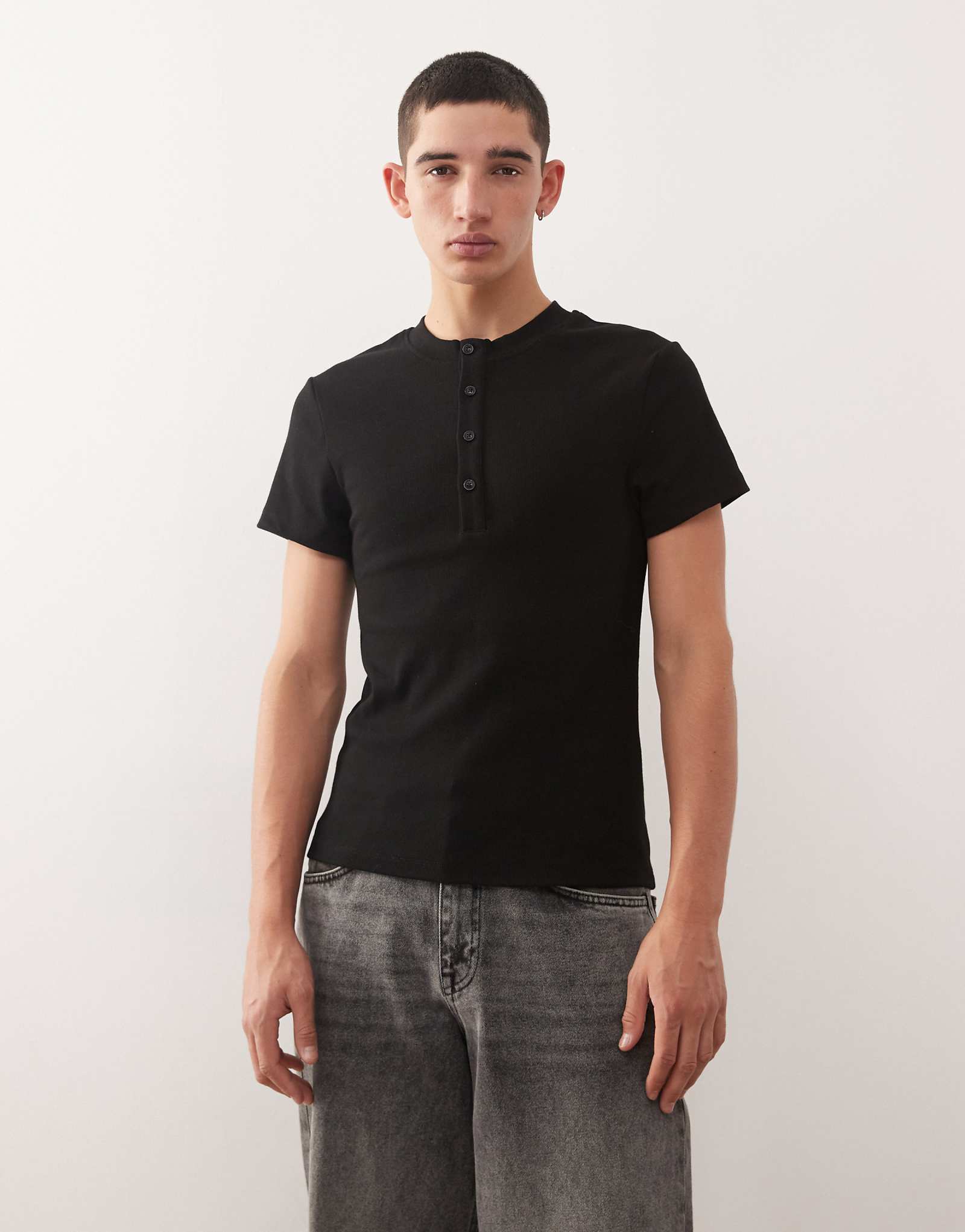 henley COLLUSION Ribbed muscle black 5890₽