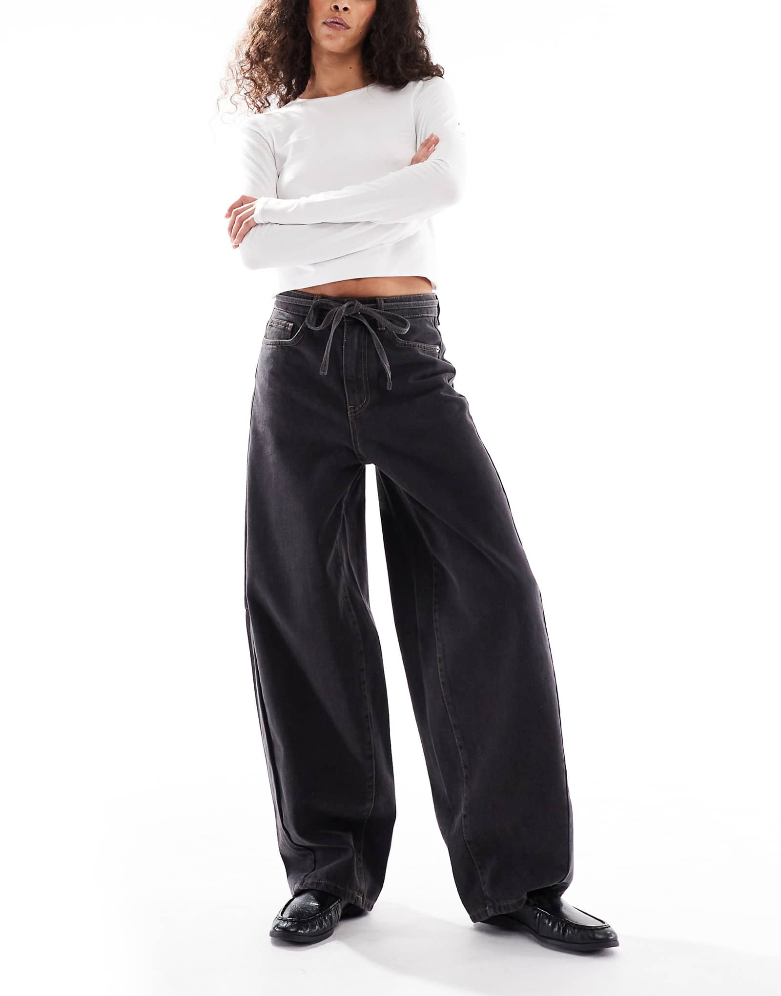 Object premium super barrel leg black denim 12390₽