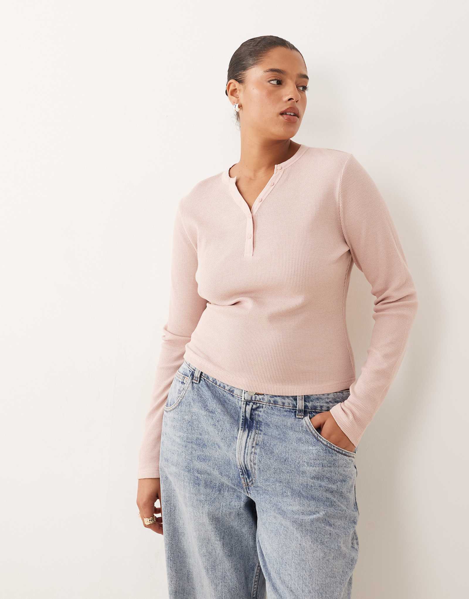 Henley ASOS DESIGN Curve pink 4990₽