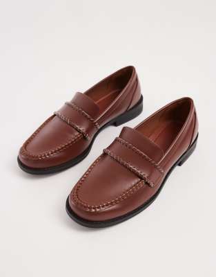 Дизайнерские пенни-лоферы ASOS коричневого цвета с ткаными деталями