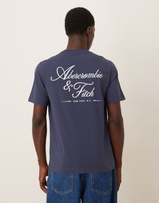 Футболка с логотипом Abercrombie &Fitch script на спине темно-синего цвета