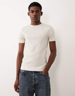 Футболка ASOS DESIGN heavyweight muscle fit серого цвета в рубчик