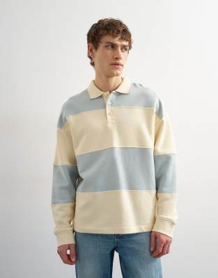Толстовка-поло для регби Topman oversize fit синего и кремового цветов