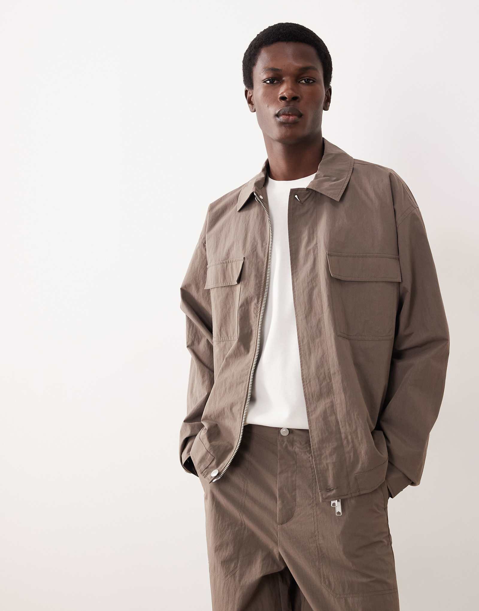ASOS COLLECTIVE cotton nylon shacket blend