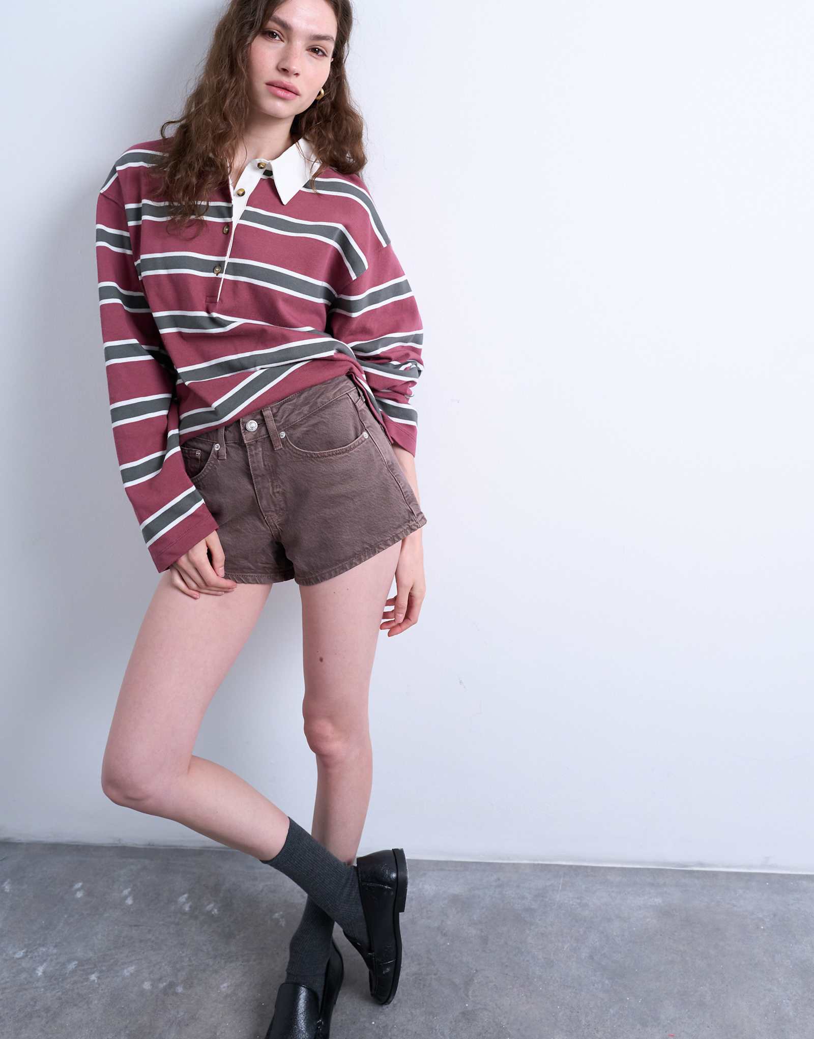 Topshop denim micro shorts in brown multi 12990₽