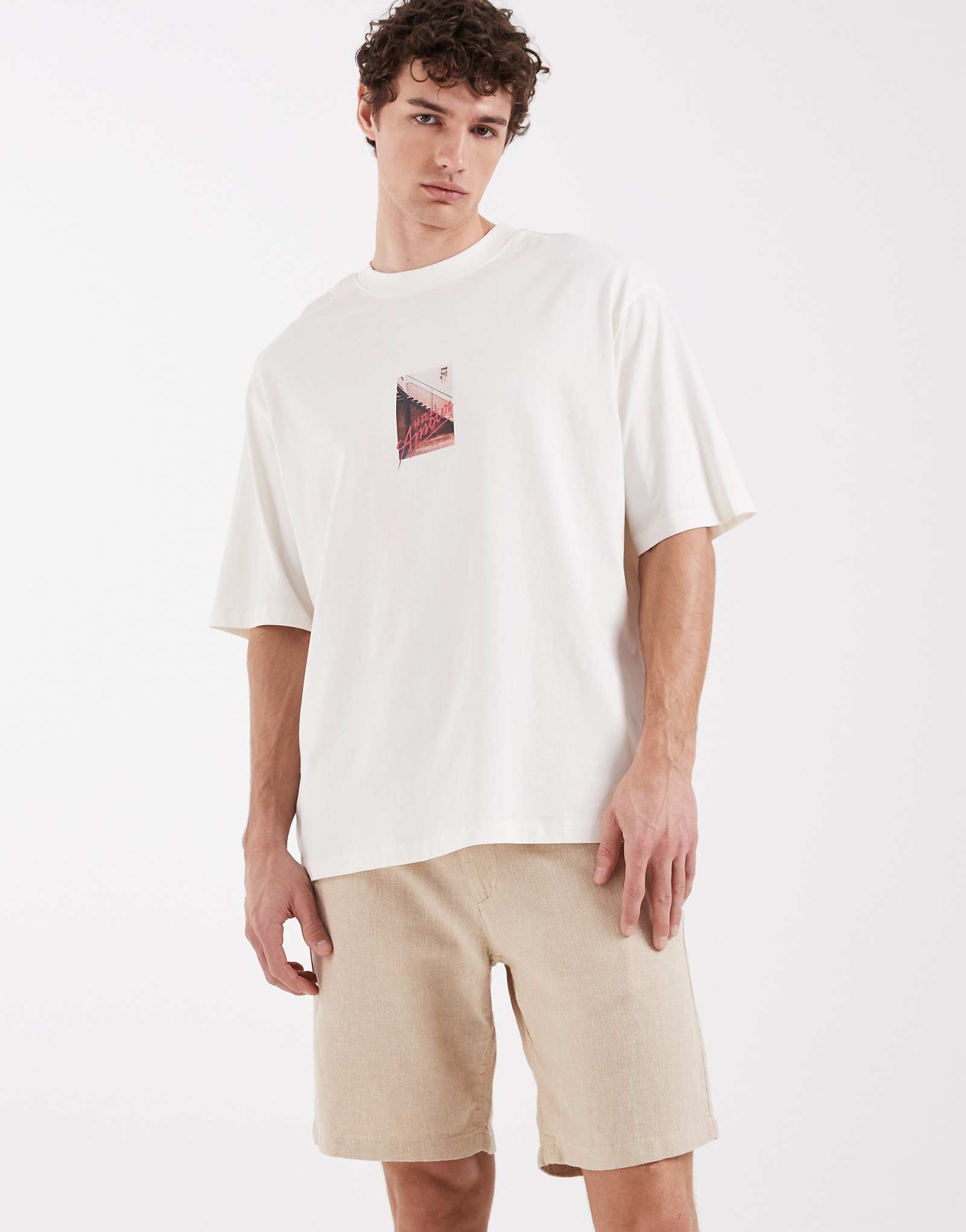 Selected linen blend shorts in beige incense 15690₽