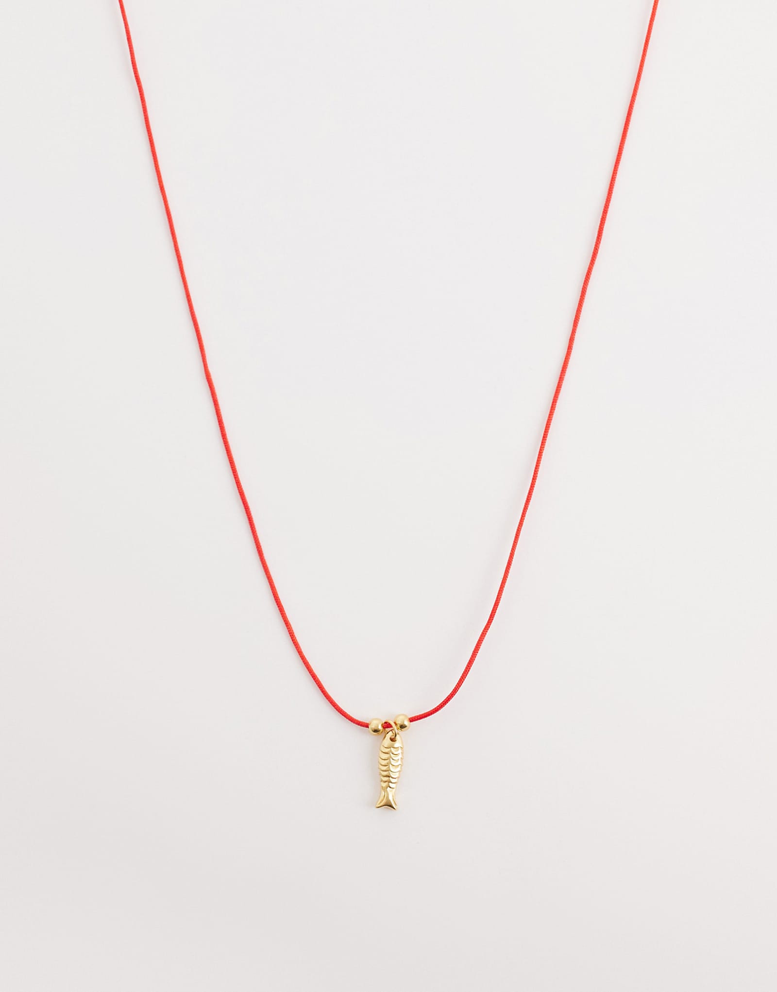 Seol Gold fish pendant cord necklace in red and 18kt gold vermeil gold 10890₽