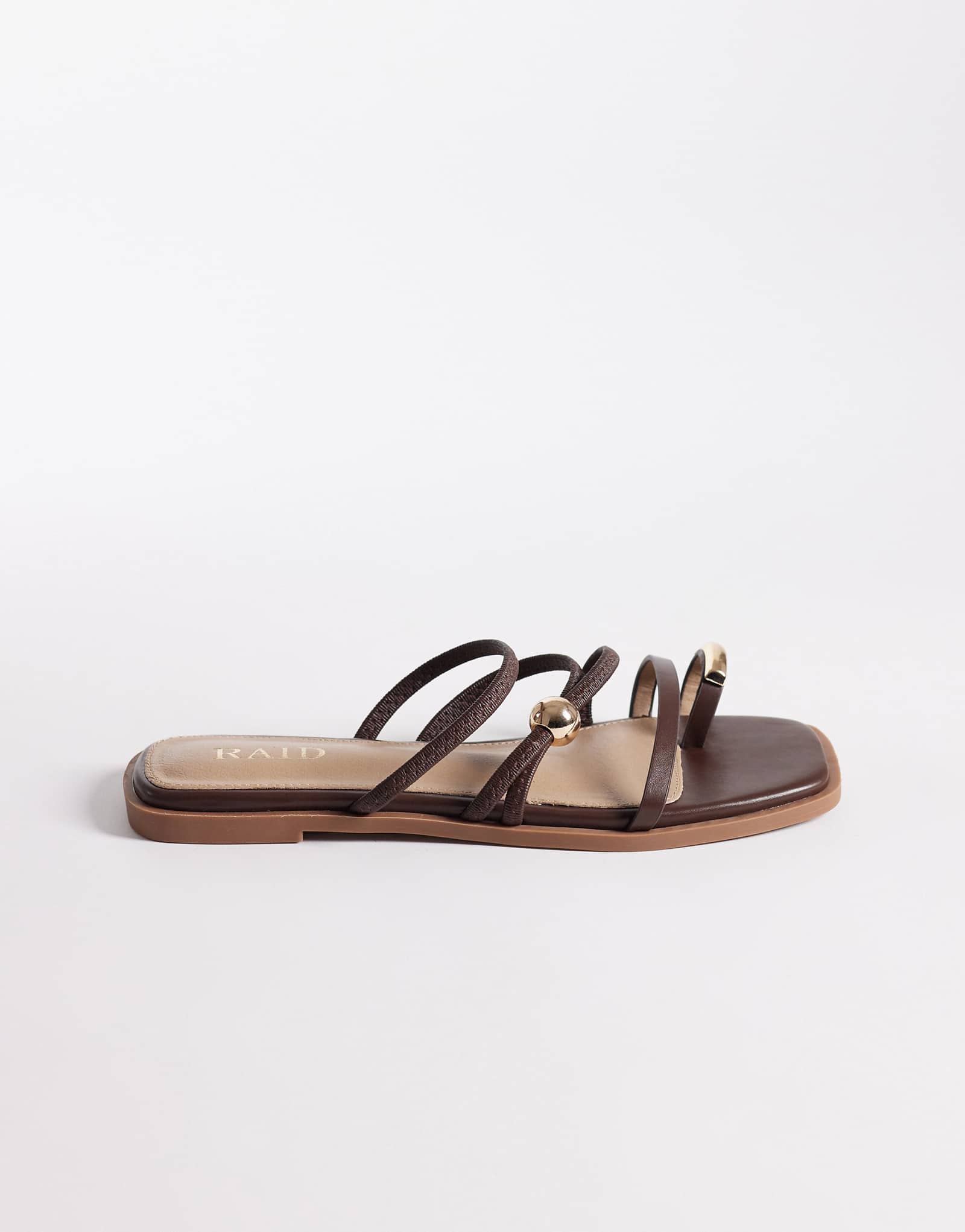 RAID Moon flat sandals with metal detail in brown brown pu 8490₽