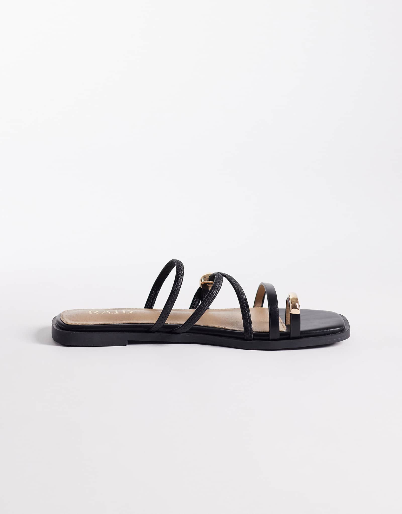 RAID Moon flat sandals with metal detail in black black pu 8490₽