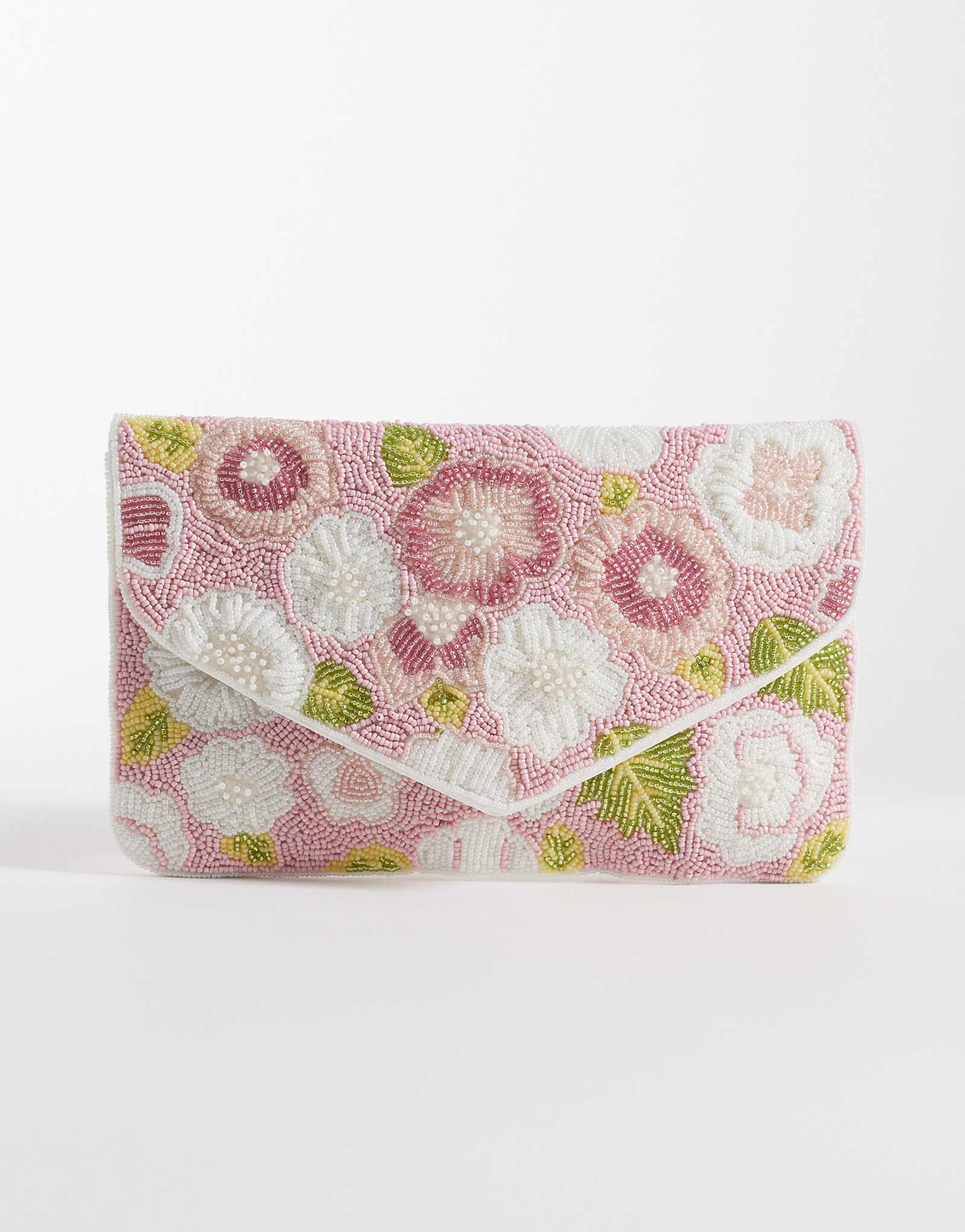 True Decadence floral embellished envelope clutch bag in pink pink 9490₽