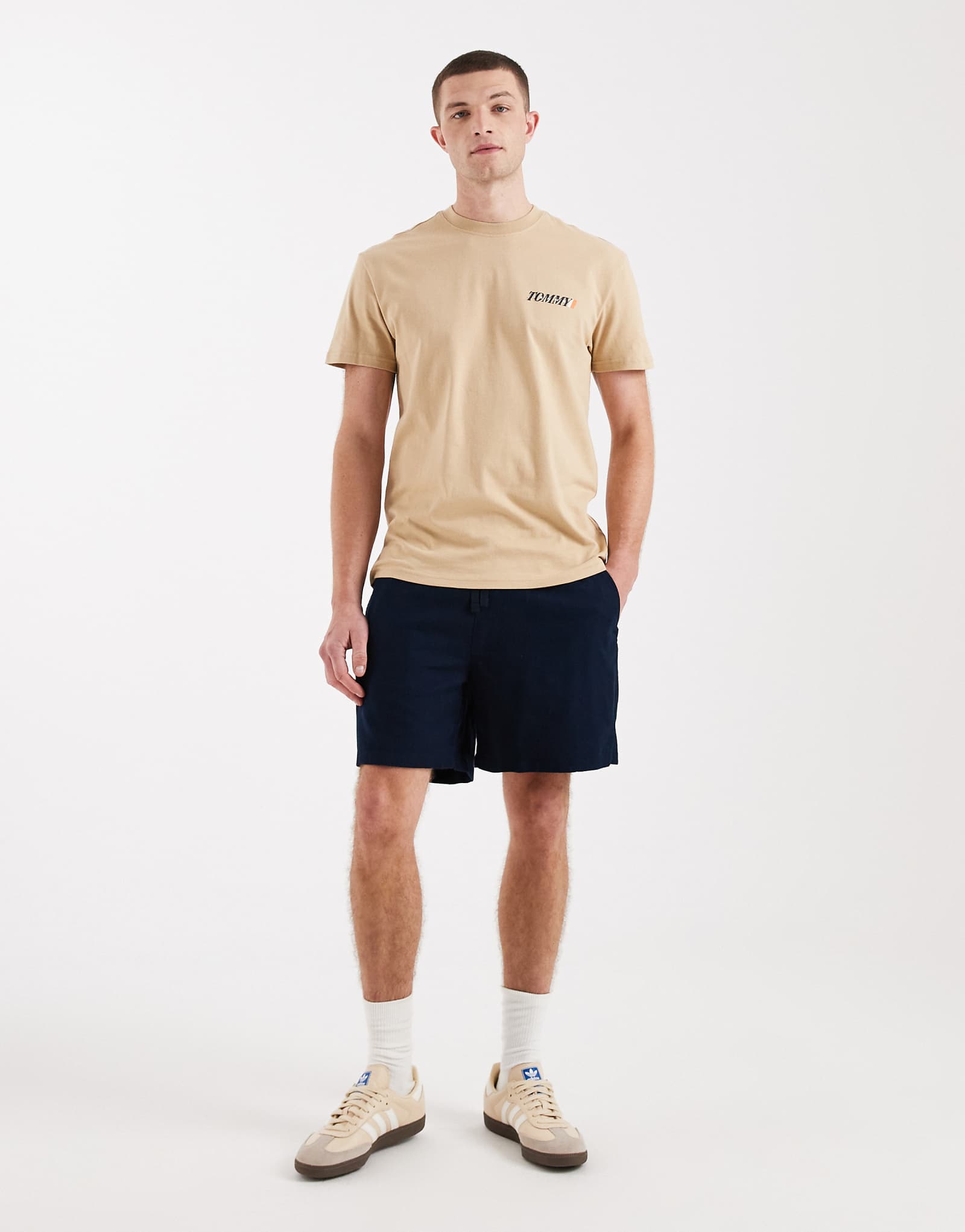 Tommy Jeans linen blend shorts in navy dark night navy 17090₽
